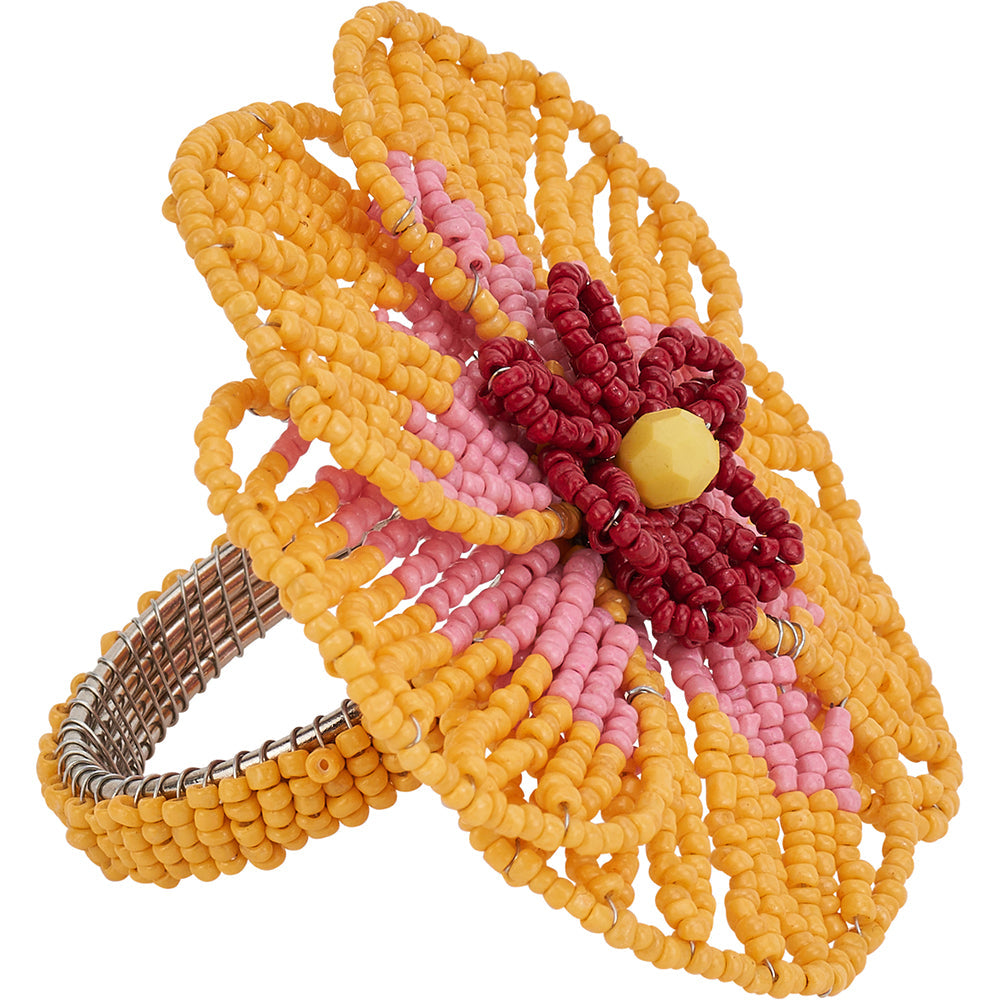 Annabel Trends Beaded Napkin Ring Flower Yellow