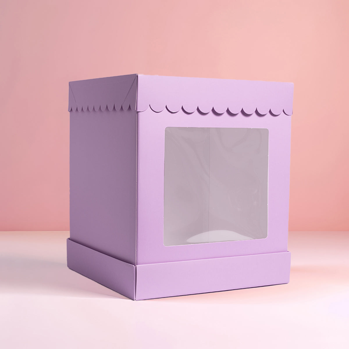 Papyrus Tall Scalloped Cake Box Pastel Lilac 10 x 10 x 12in