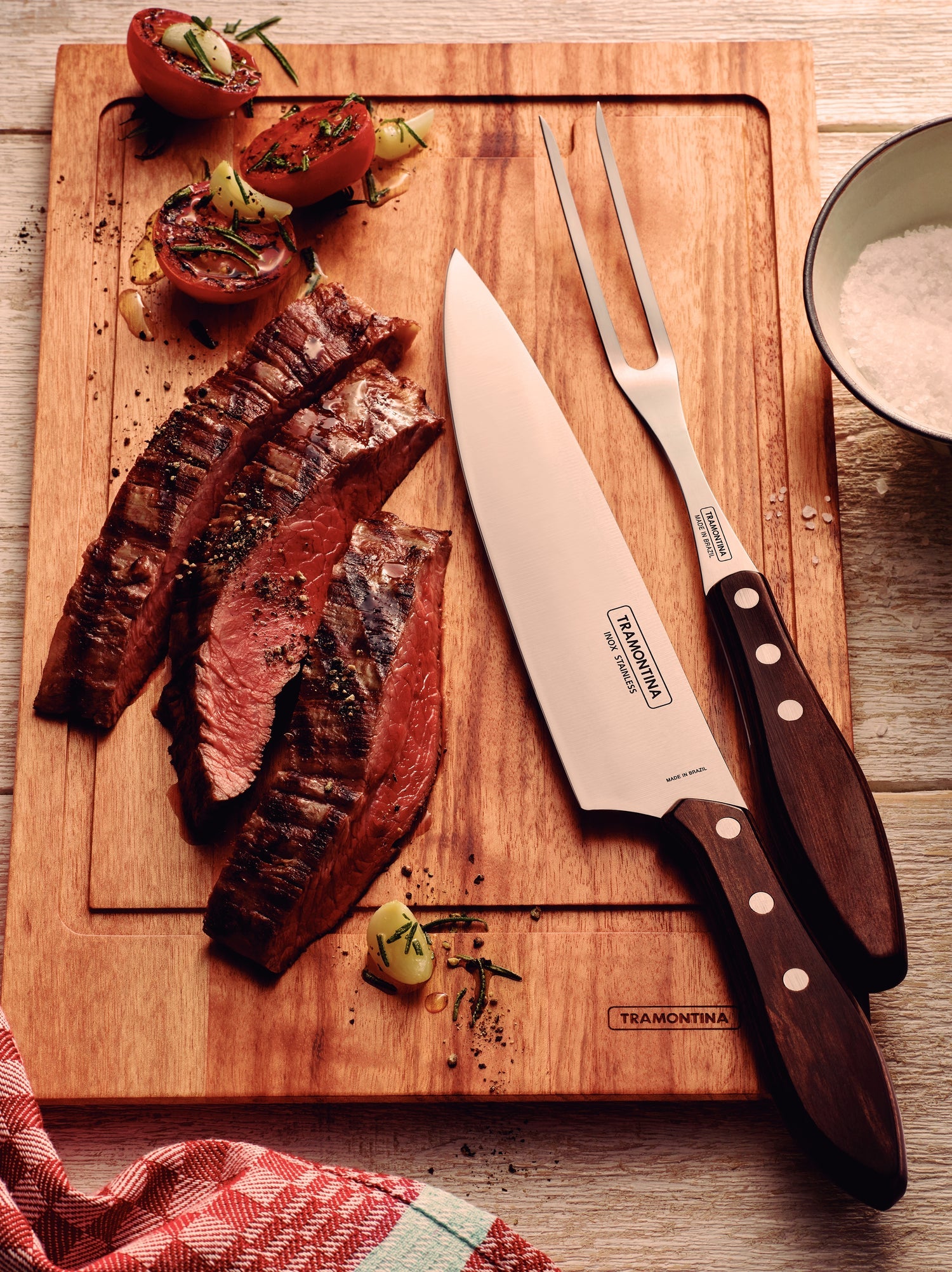Tramontina Meat Knife With Stainless-Steel Blade W Brown Polywood Handle 20cm (21189-198)