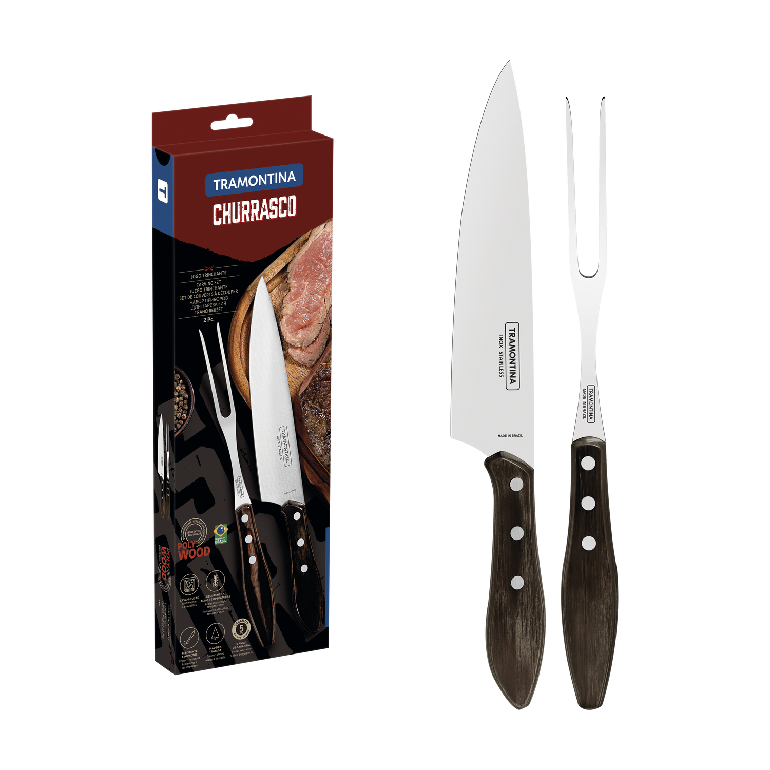Tramontina Churrasco Barbecue Set Polywood 2-Piece