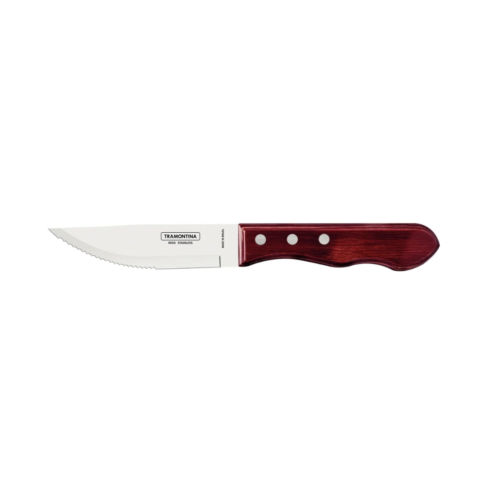 Tramontina Jumbo Steak Knife With Stainless-Steel Blade & Treated Red Polywood Handle 12.7cm
