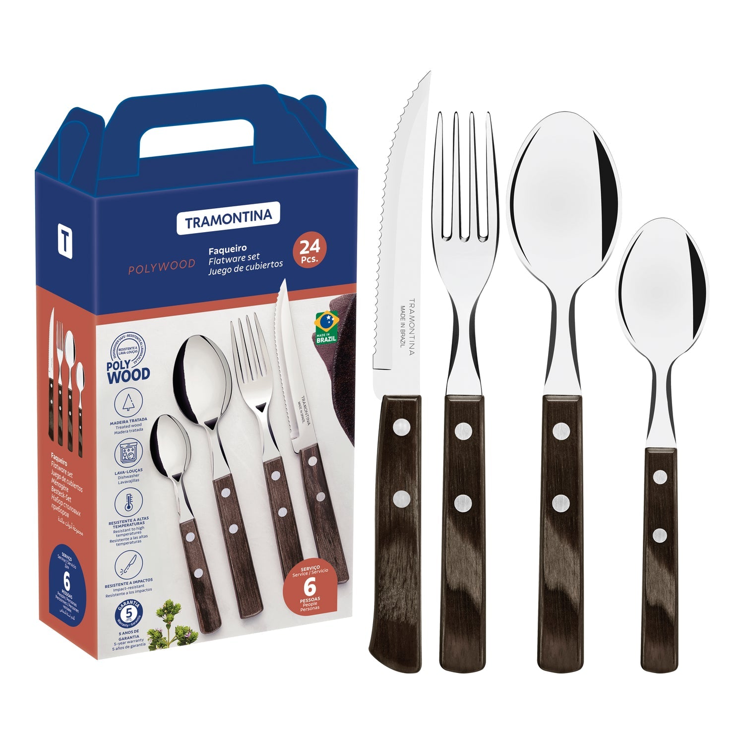 Tramontina 24-Piece Polywood Cutlery Set