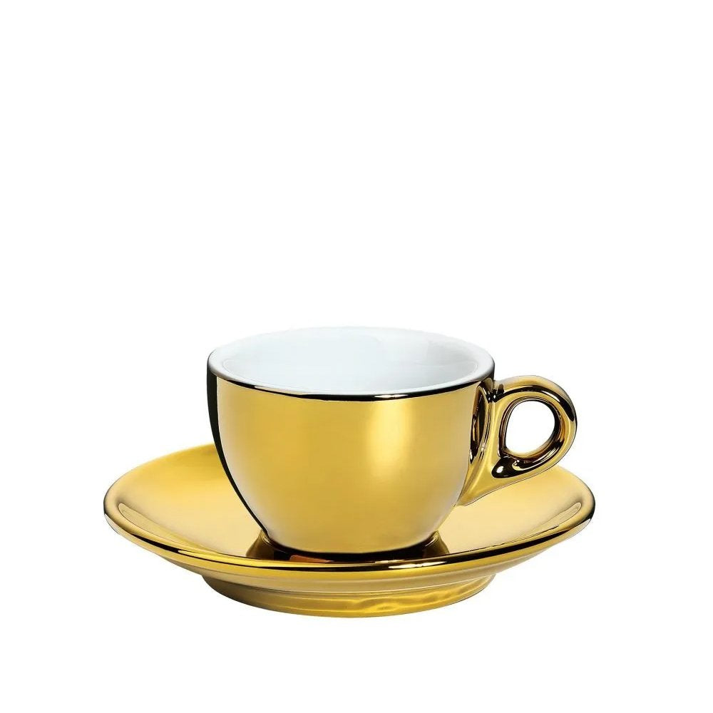 Cilio Roma Espresso Cup & Saucer Set – Gold, 2 Piece
