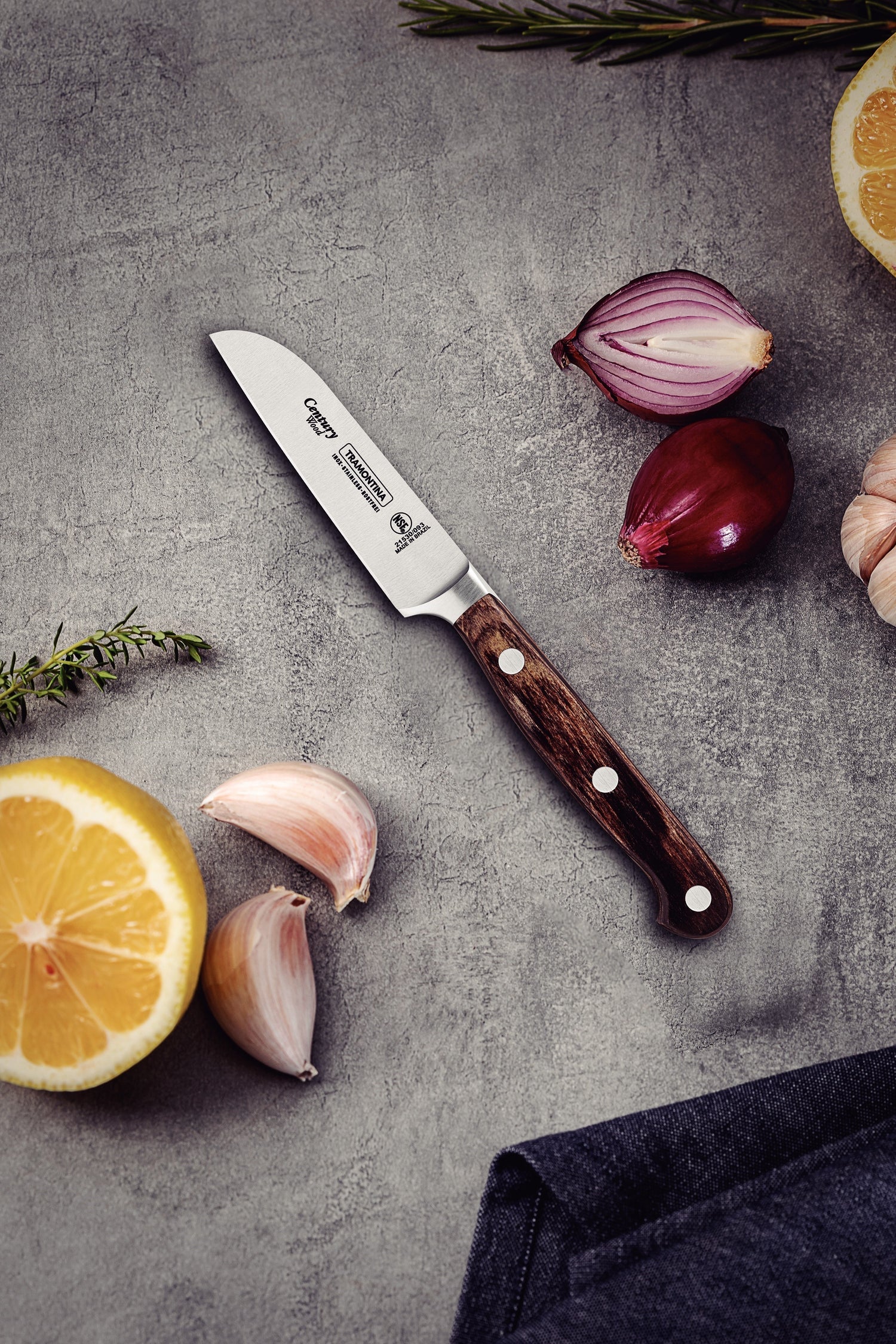Tramontina Century Wood Stainless-Steel Vegetable & Fruit Knife With Brown Treated-Wood Handle 7.6cm