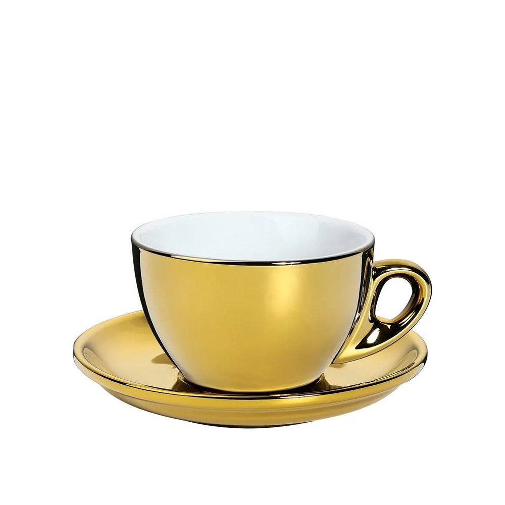 Cilio Roma Cappuccino Cup & Saucer Set – Gold, 2 Piece