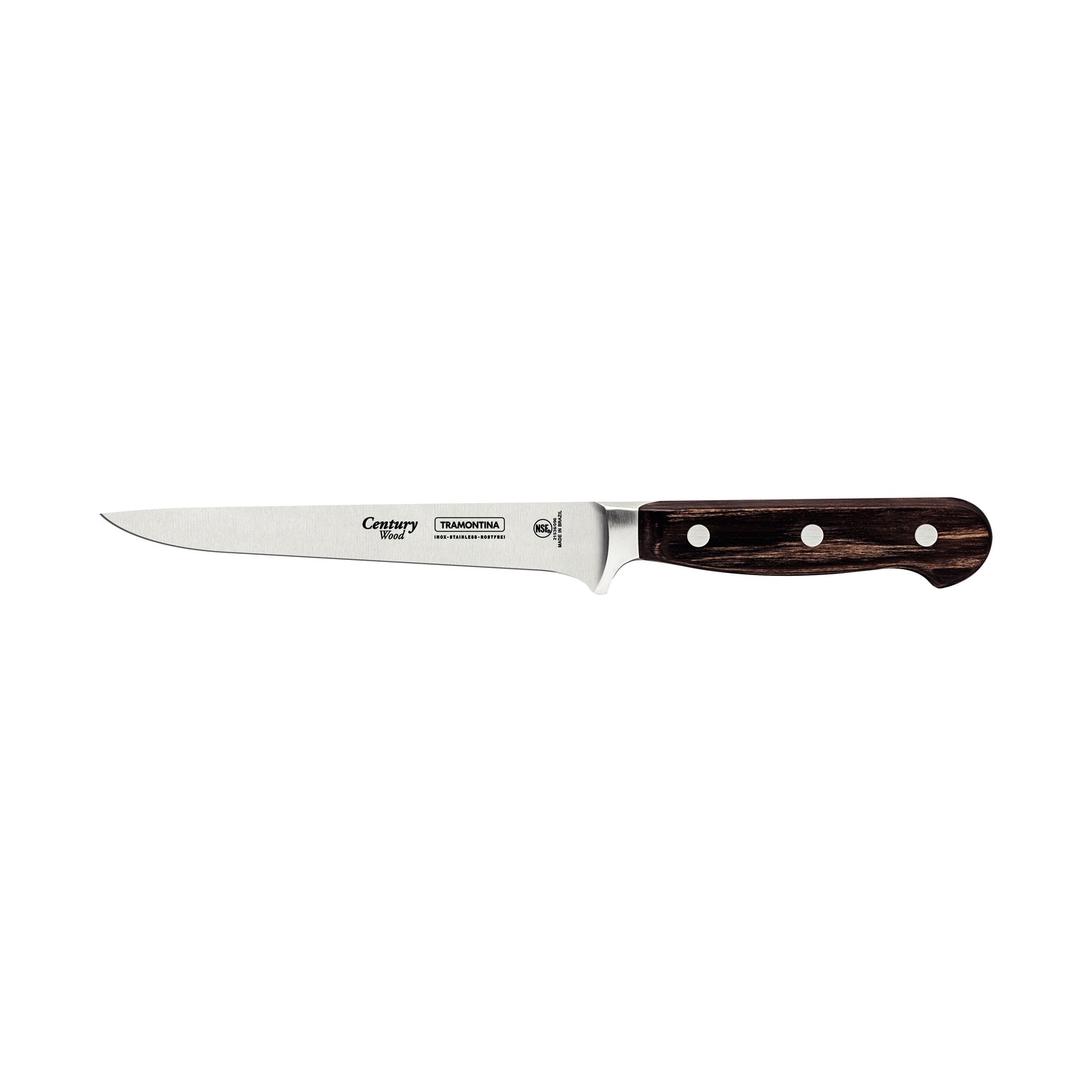 Tramontina Century Wood Boning Knife With Stainless-Steel Blade & Brown Treated-Wood Handle 15cm