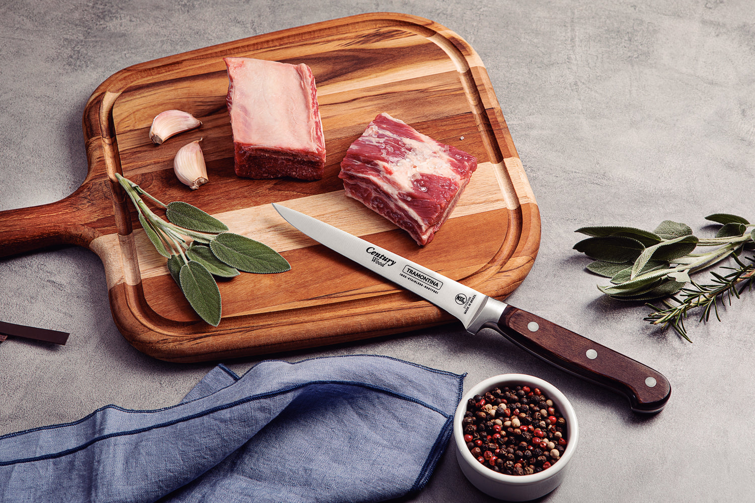 Tramontina Century Wood Boning Knife With Stainless-Steel Blade & Brown Treated-Wood Handle 15cm