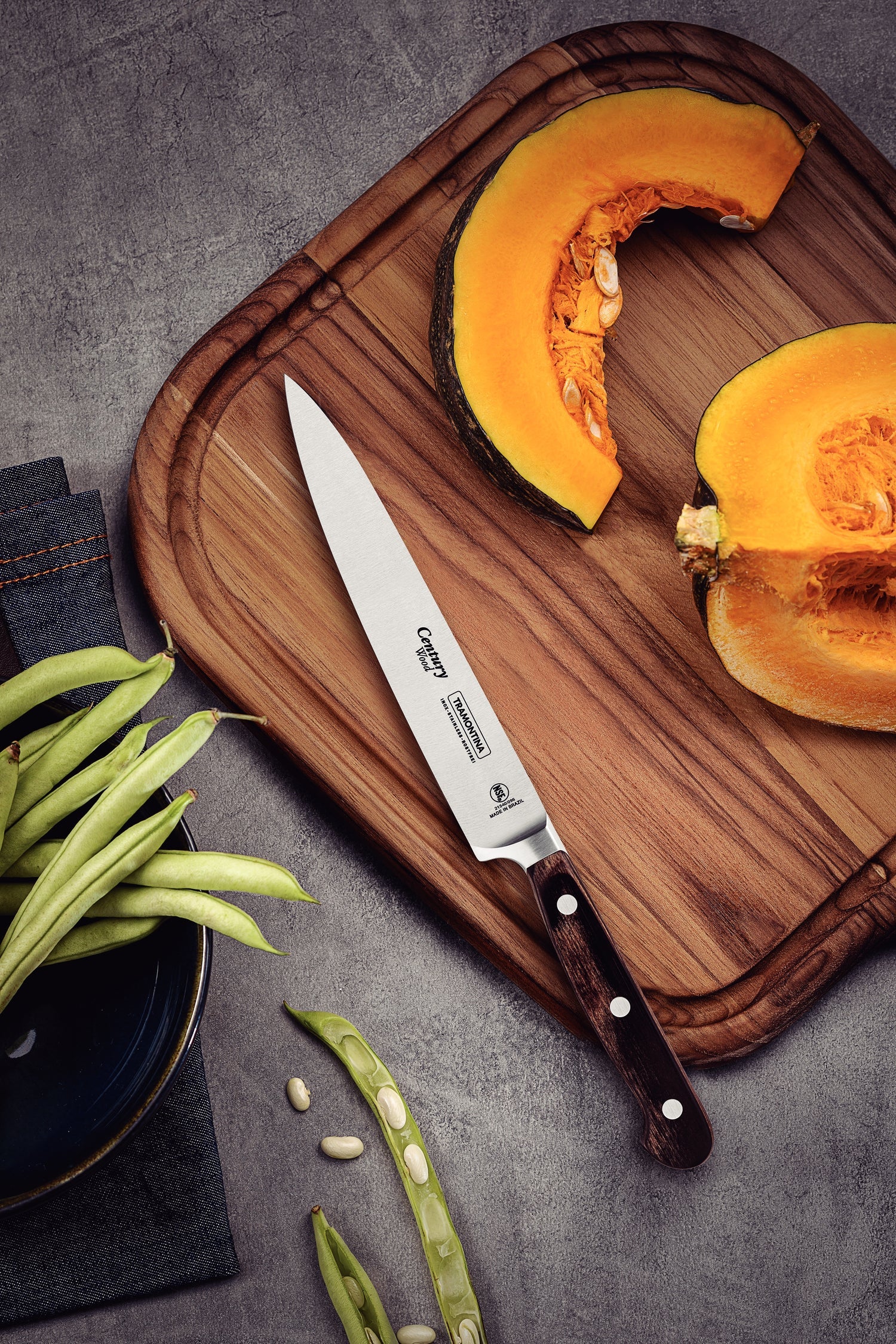 Tramontina Century Wood Utility Knife With Stainless-Steel Blade & Brown Treated-Wood Handle 15cm