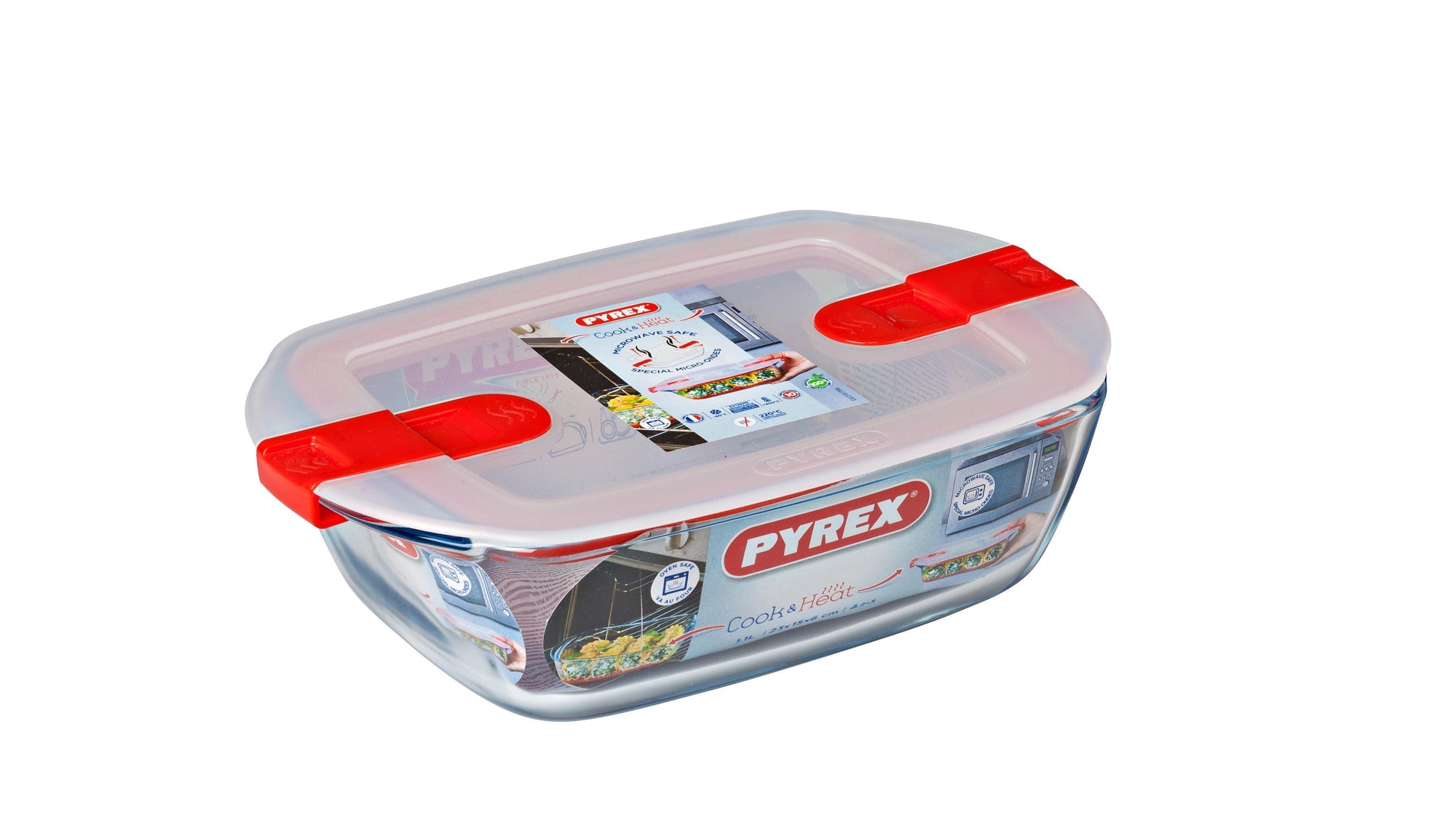 Pyrex Cook & Heat Rectangle Container with Vented Lid (1.2L)