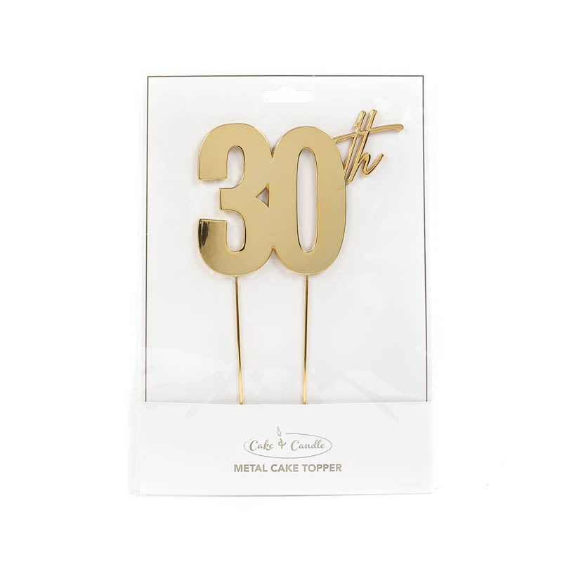Cake & Candle Gold Metal Cake Topper 30th