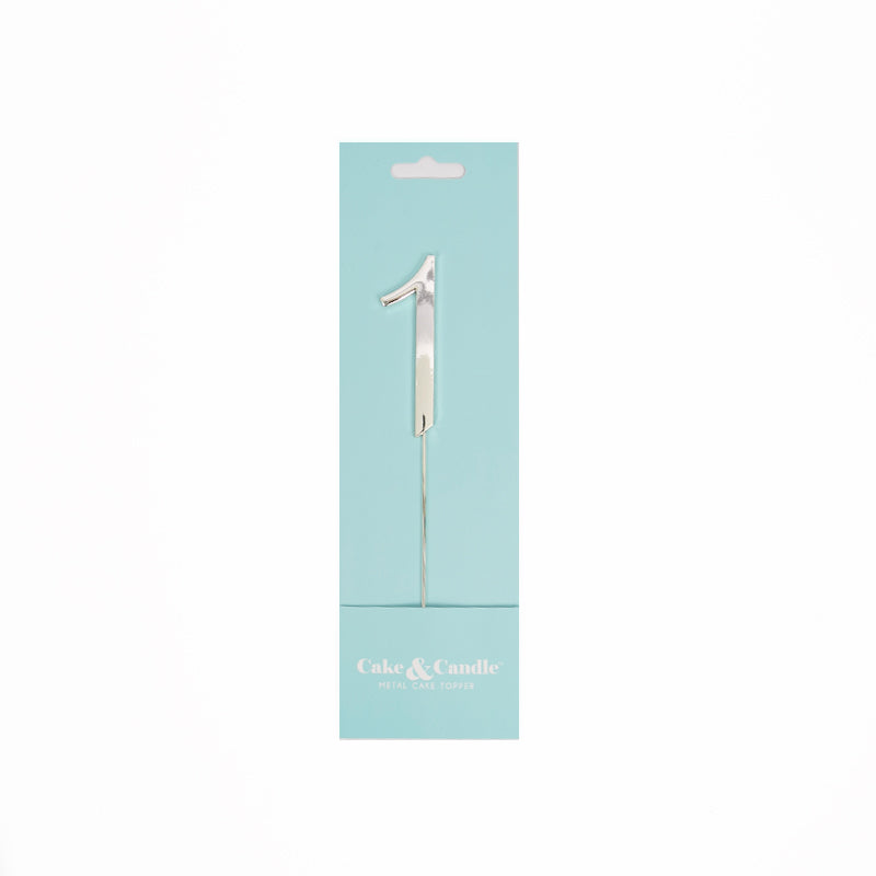 Cake & Candle Cake Topper Number 1 Silver 7cm