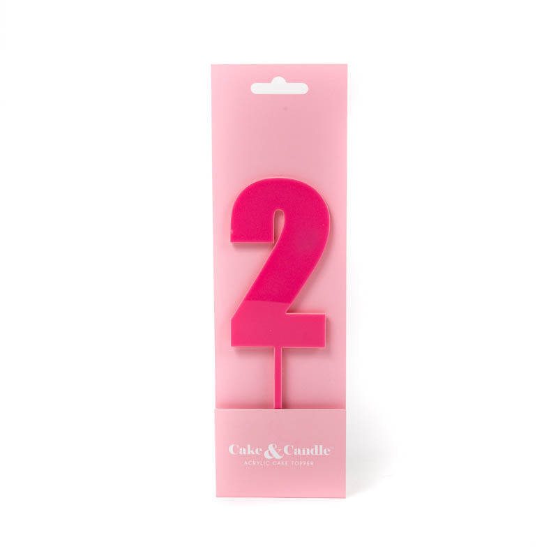 Cake & Candle Mega Number 2 Cake Topper Pink