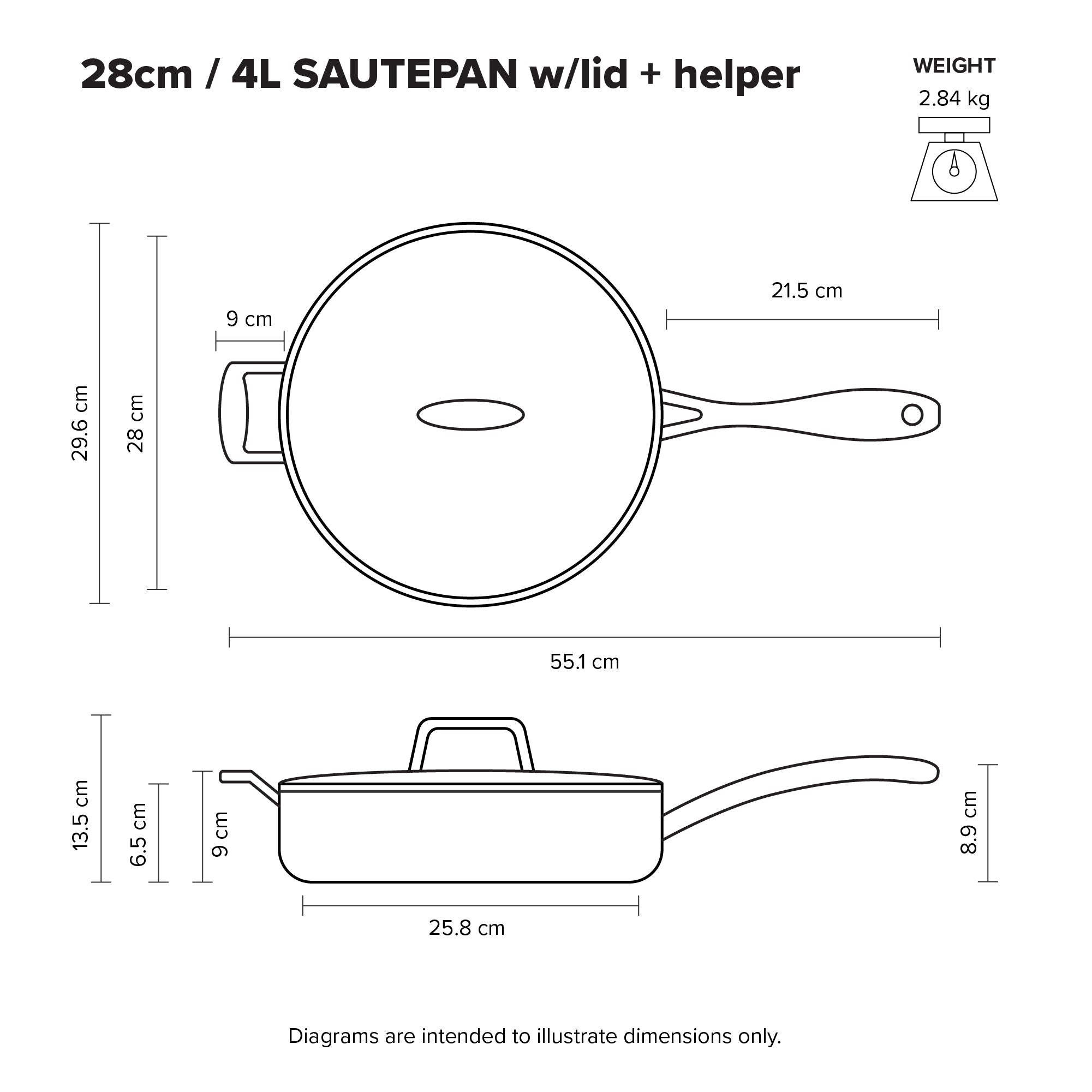 Scanpan Impact Sauté Pan 28cm 4L with Lid