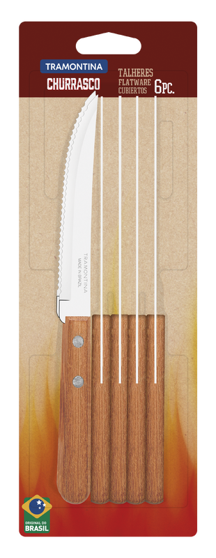 Tramontina Dynamic Steak Knife Set – 6 Piece – Natural Wood Handle