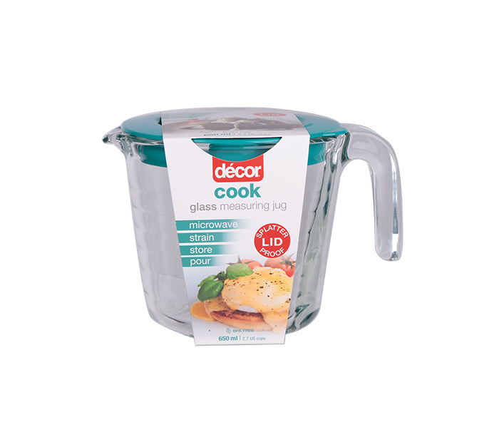 Decor Cook Glass Measuring Jug with Lid - 650ml