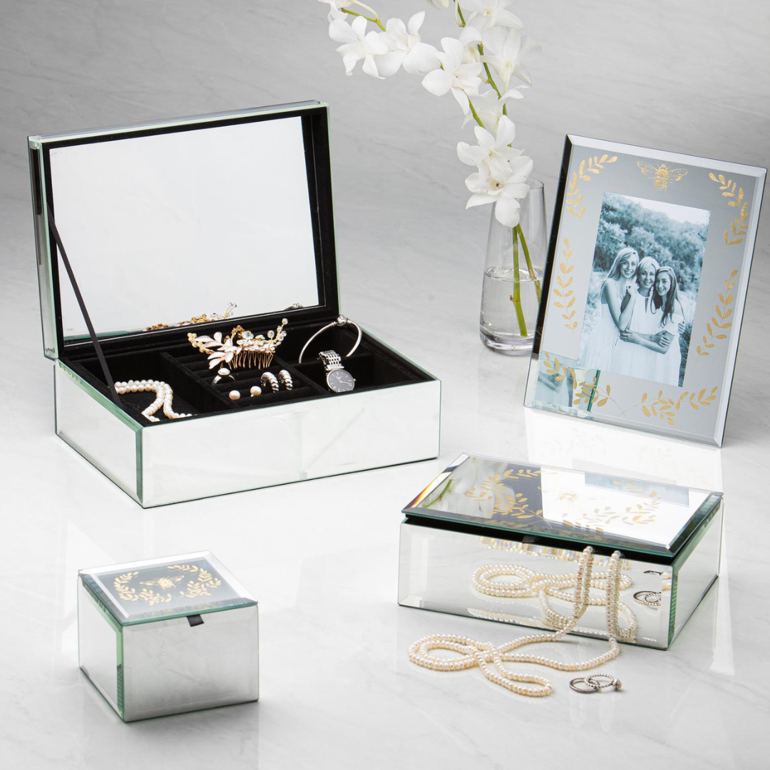 Ashdene Elegant Bee Mirrored Large Jewellery Box