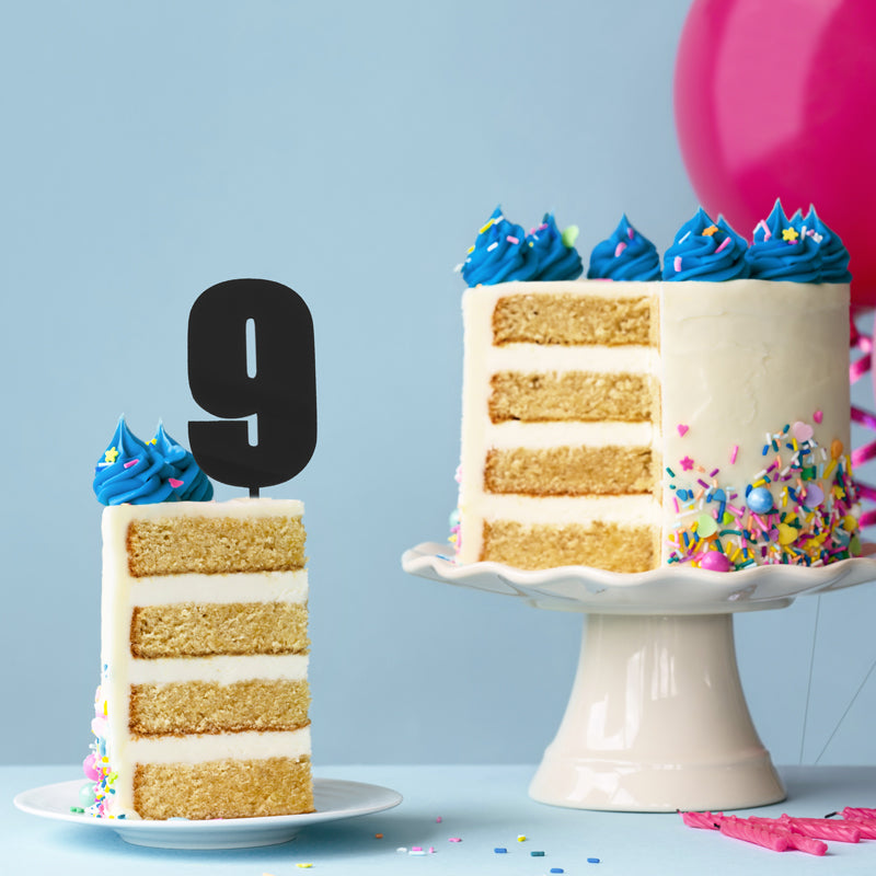 Cake & Candle Mega Number 9 Cake Topper Black