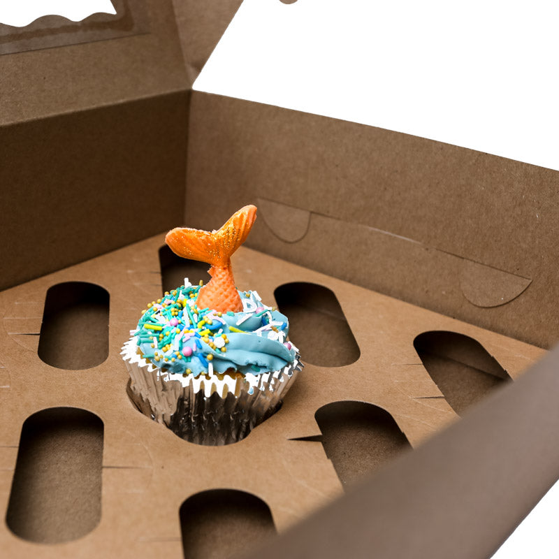 Bake Group Cupcake Box with PVC Window 12 Cupcake Brown
