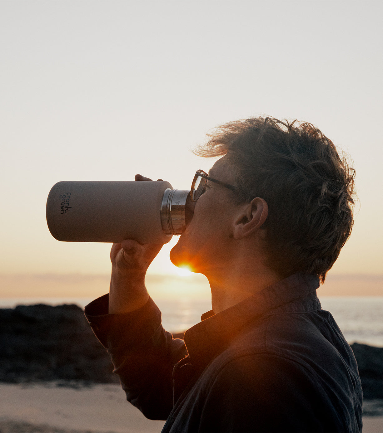 Frank Green 34oz Reusable Bottle (Grip) - Soft Stone