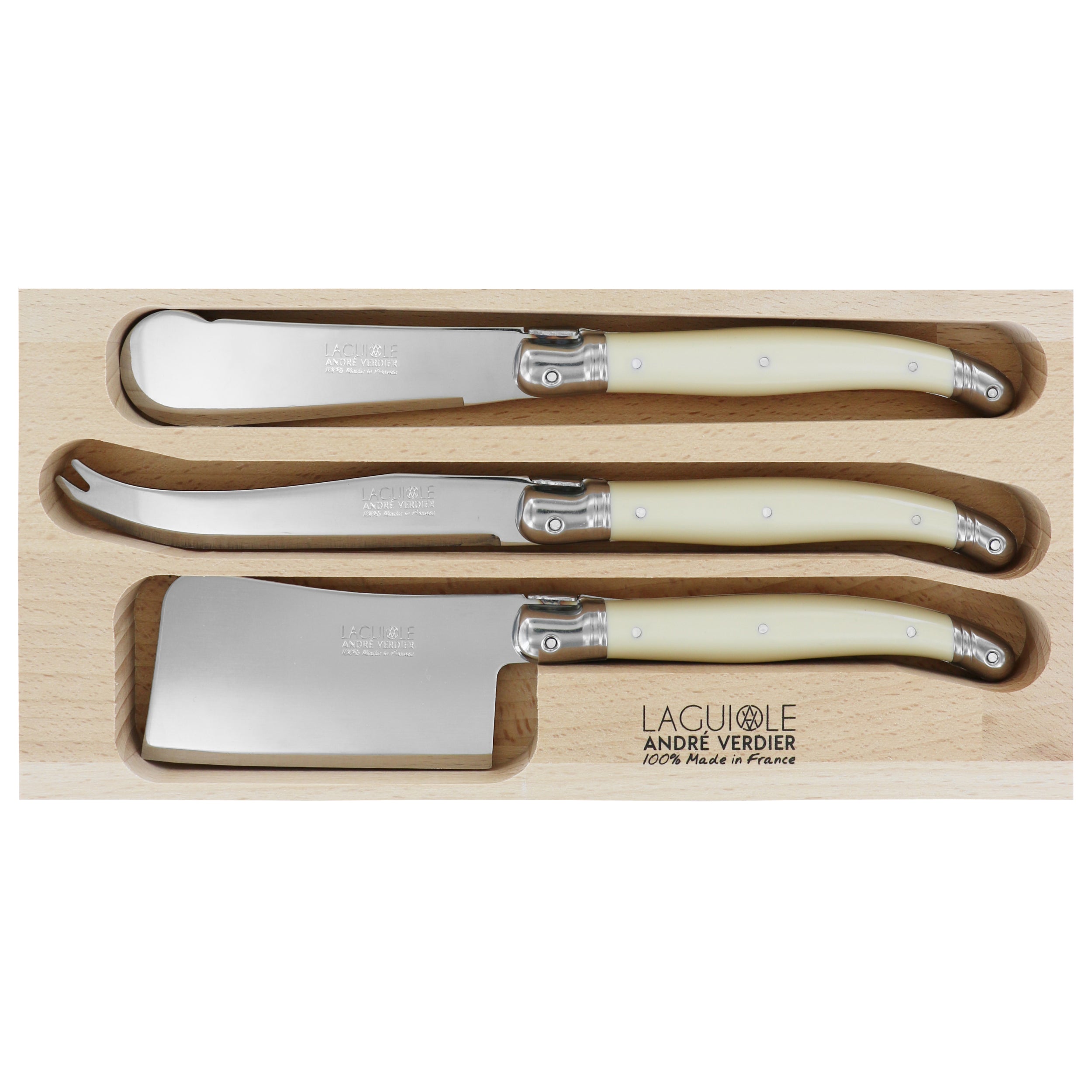 Laguiole André Verdier Cheese Knife Set 3 Piece - Ivory C