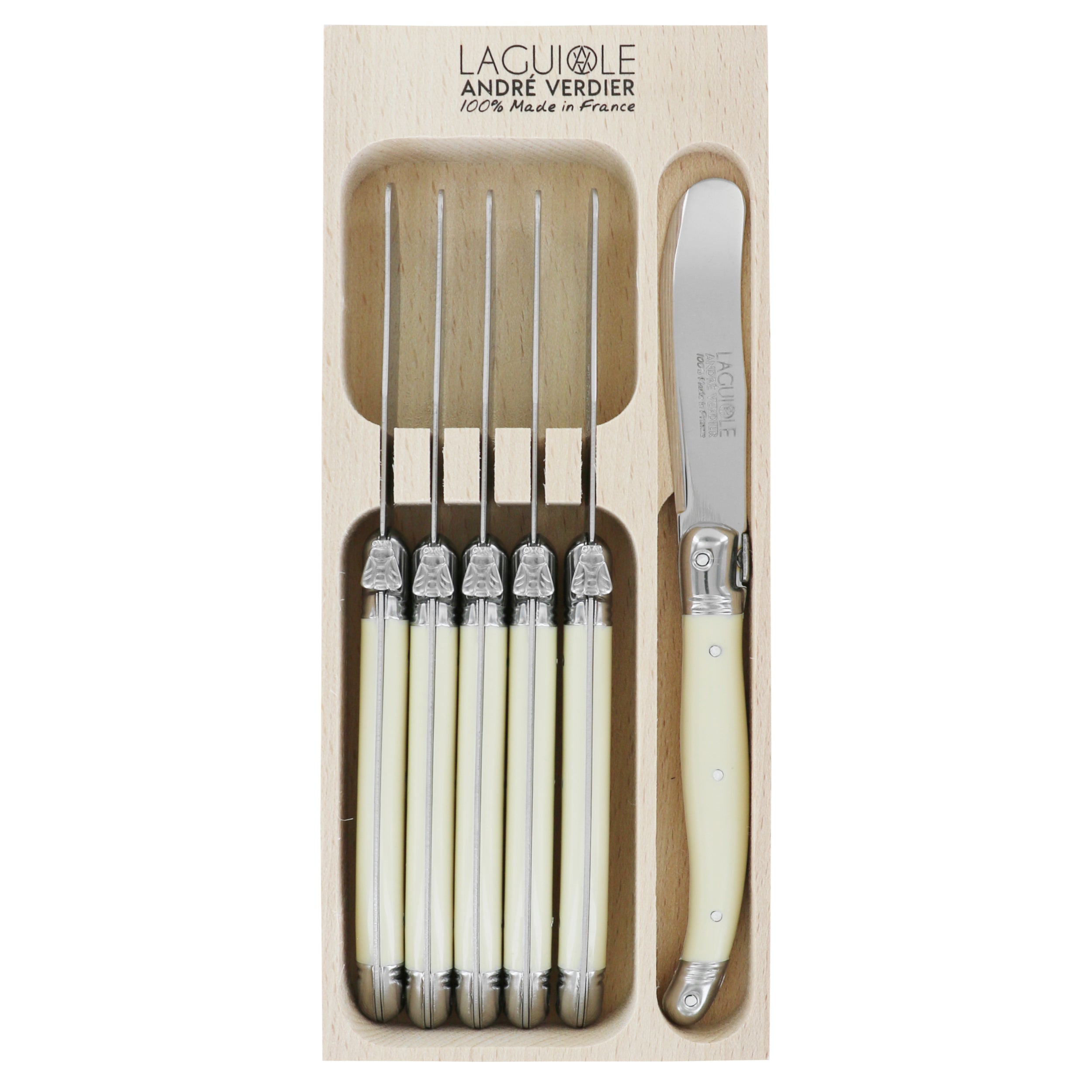 Laguiole André Verdier Butter Spreader Set 6 Piece - Ivory