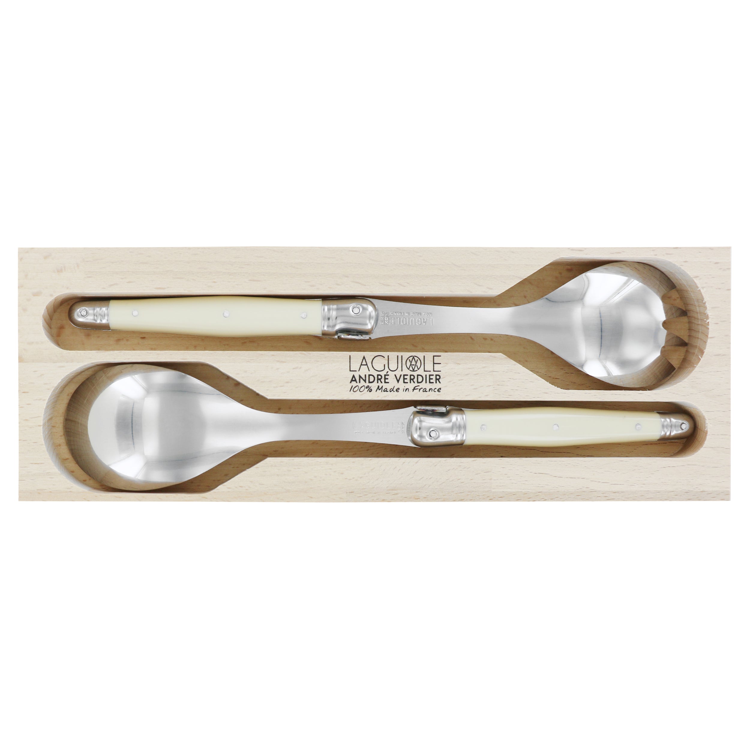 Laguiole André Verdier 2 Piece Salad Set - Ivory