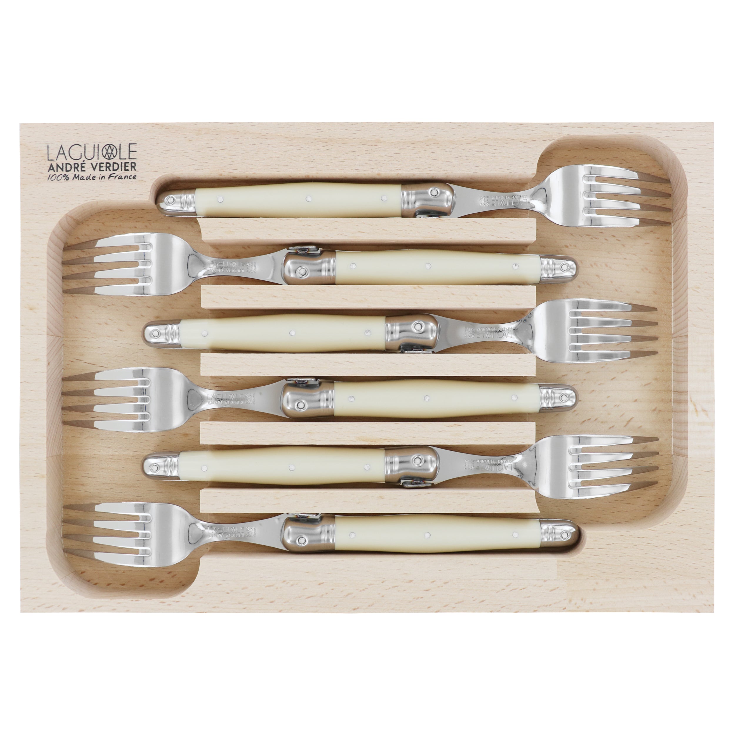 Laguiole André Verdier Dinner Fork 6 Piece Set - Ivory