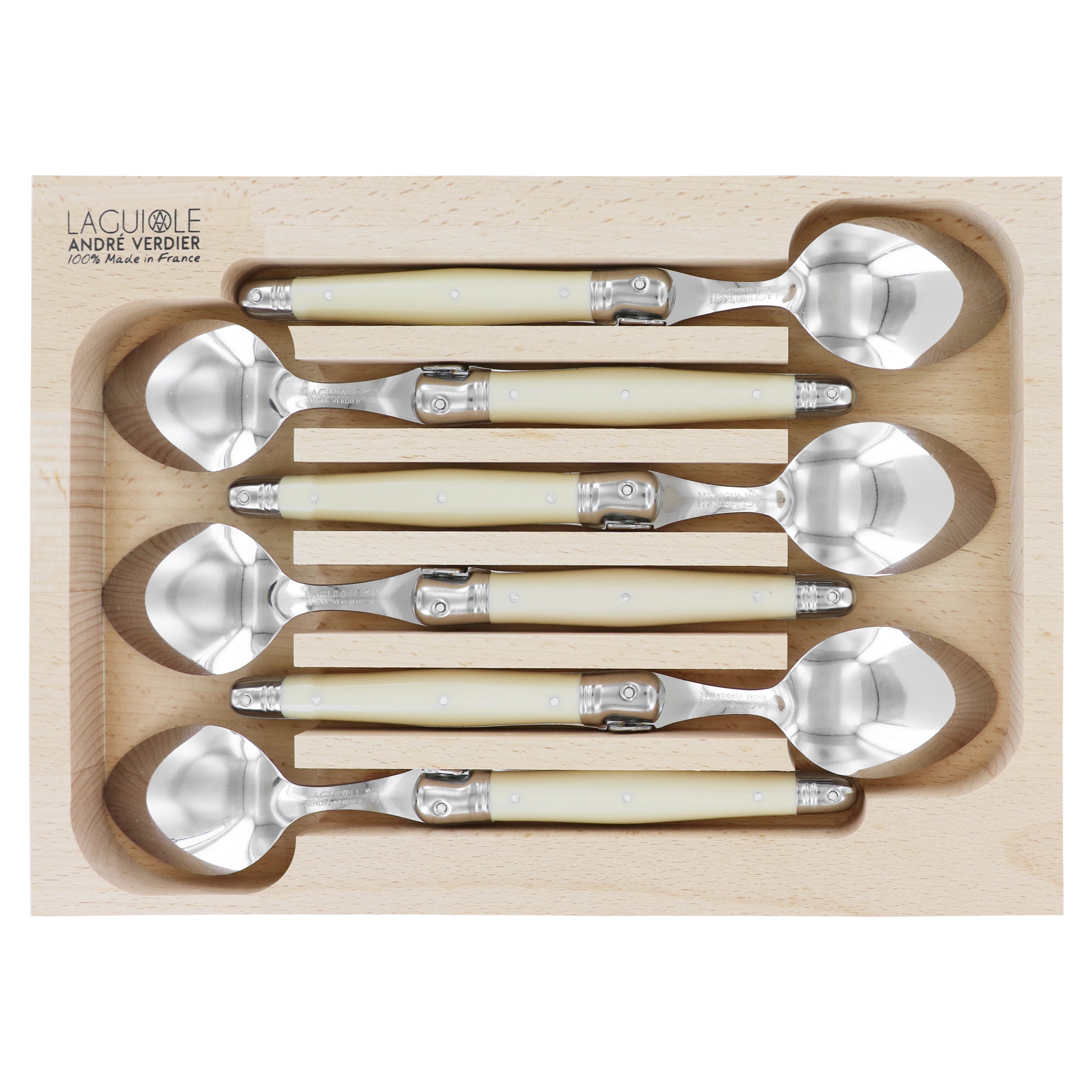 Laguiole André Verdier Dinner Spoon 6 Piece Set - Ivory