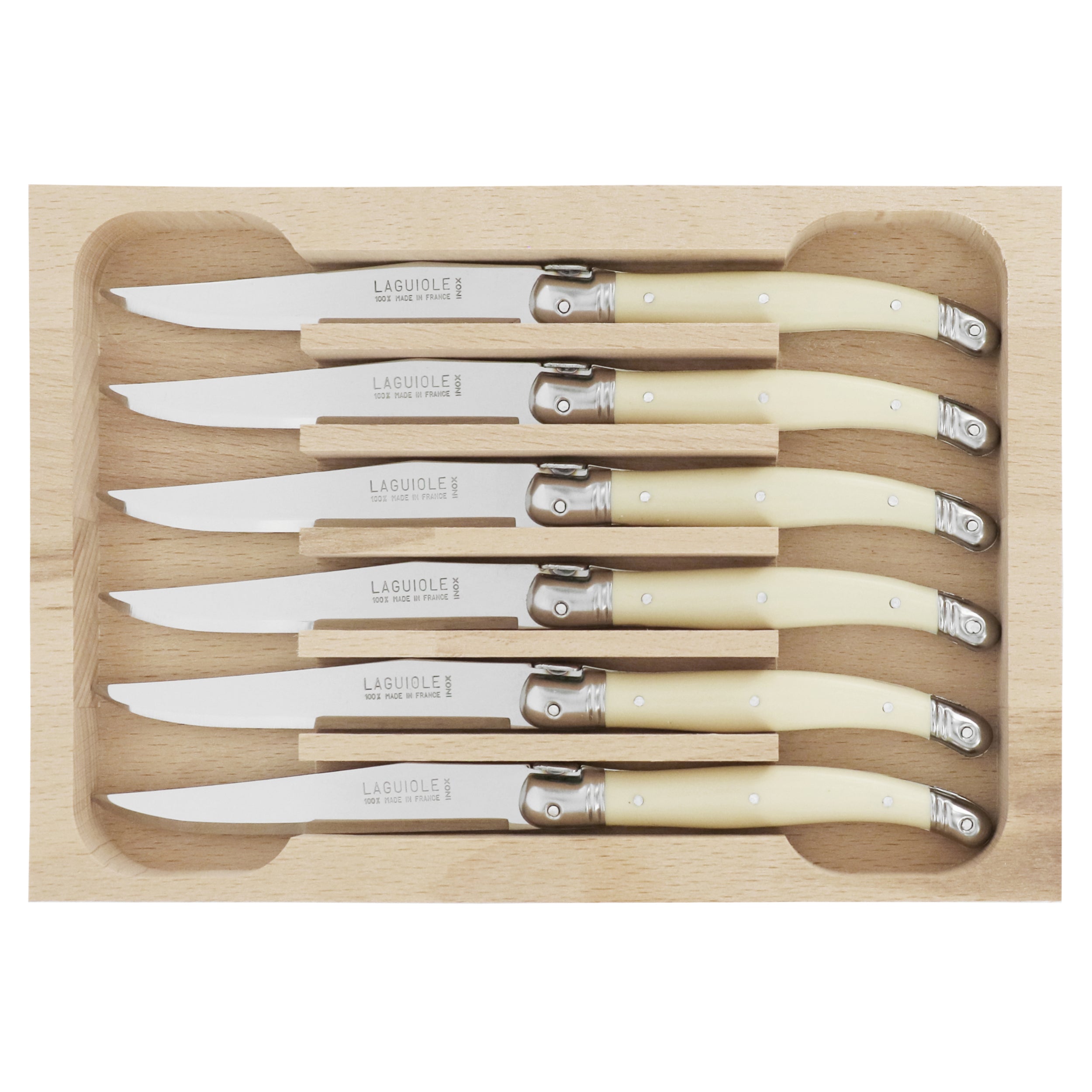 Laguiole André Verdier Dessert Knife Set 6 Piece - Ivory