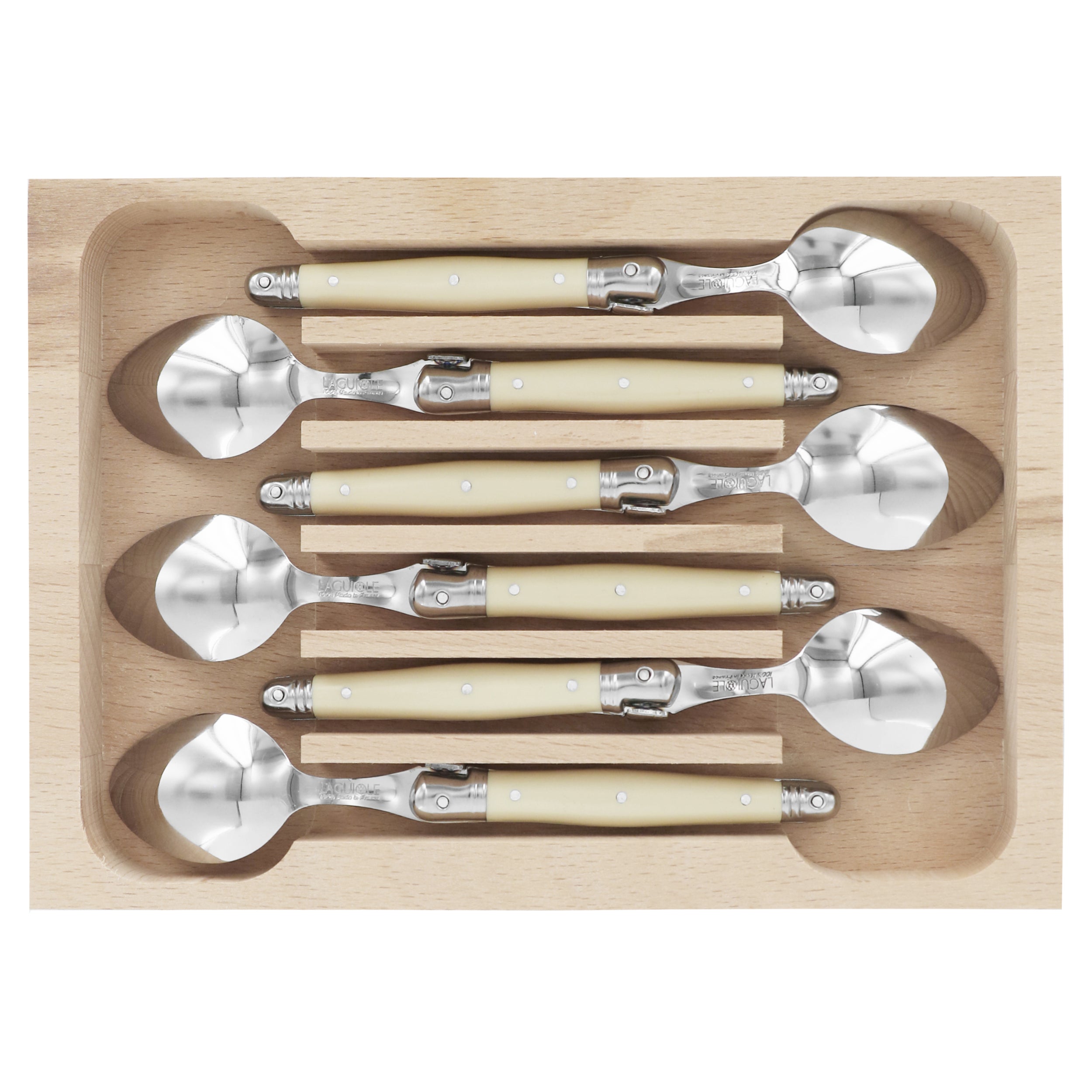 Laguiole André Verdier Coffee Spoon Set 6 Piece Set - Ivory
