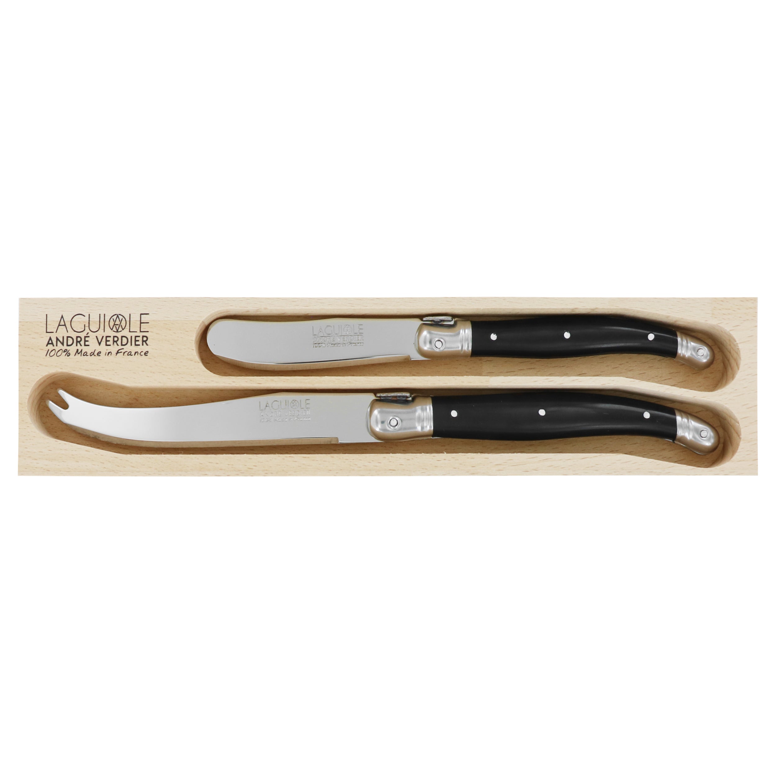 Laguiole André Verdier Cheese Set 2 Piece - Black