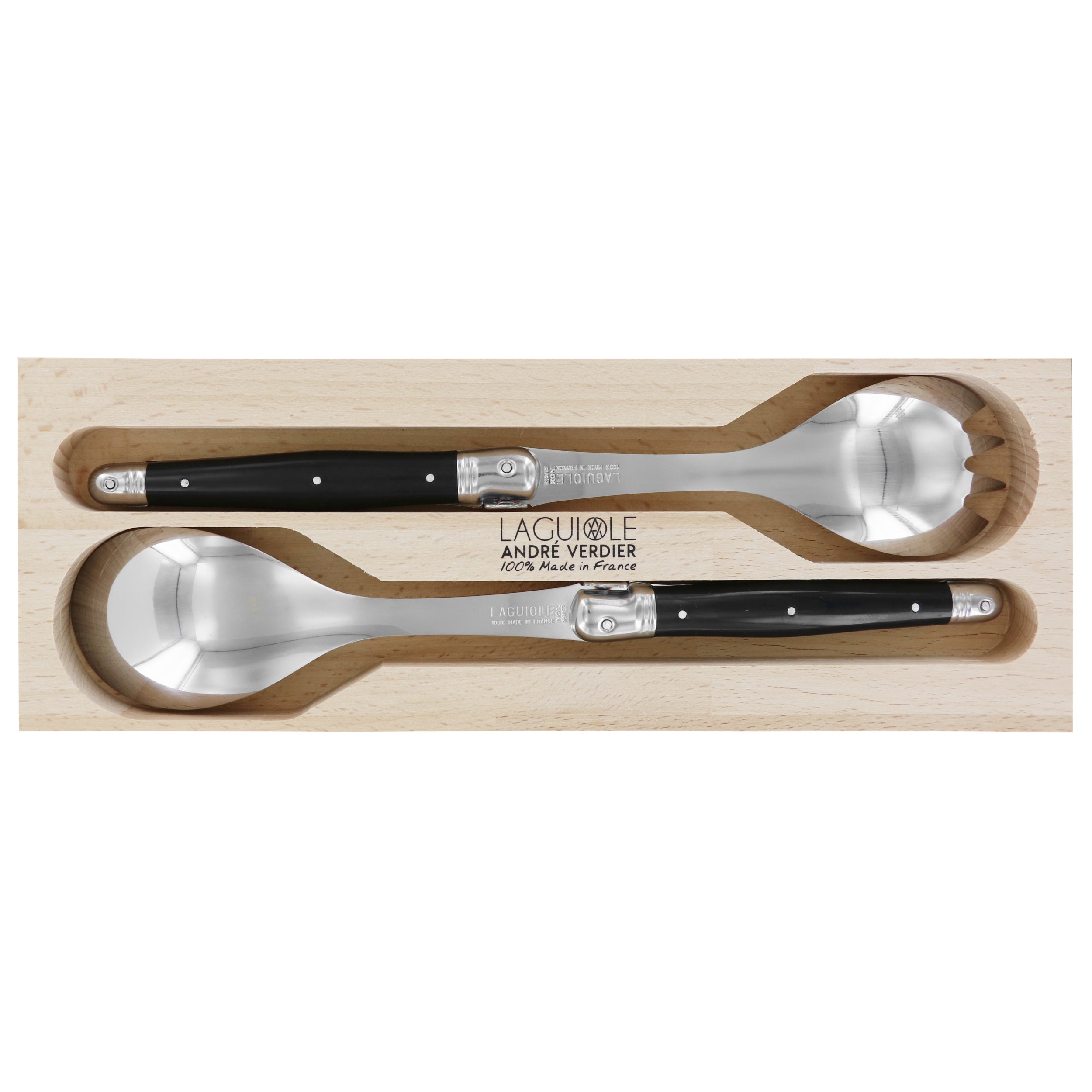 Laguiole André Verdier Salad Set 2 Piece - Black