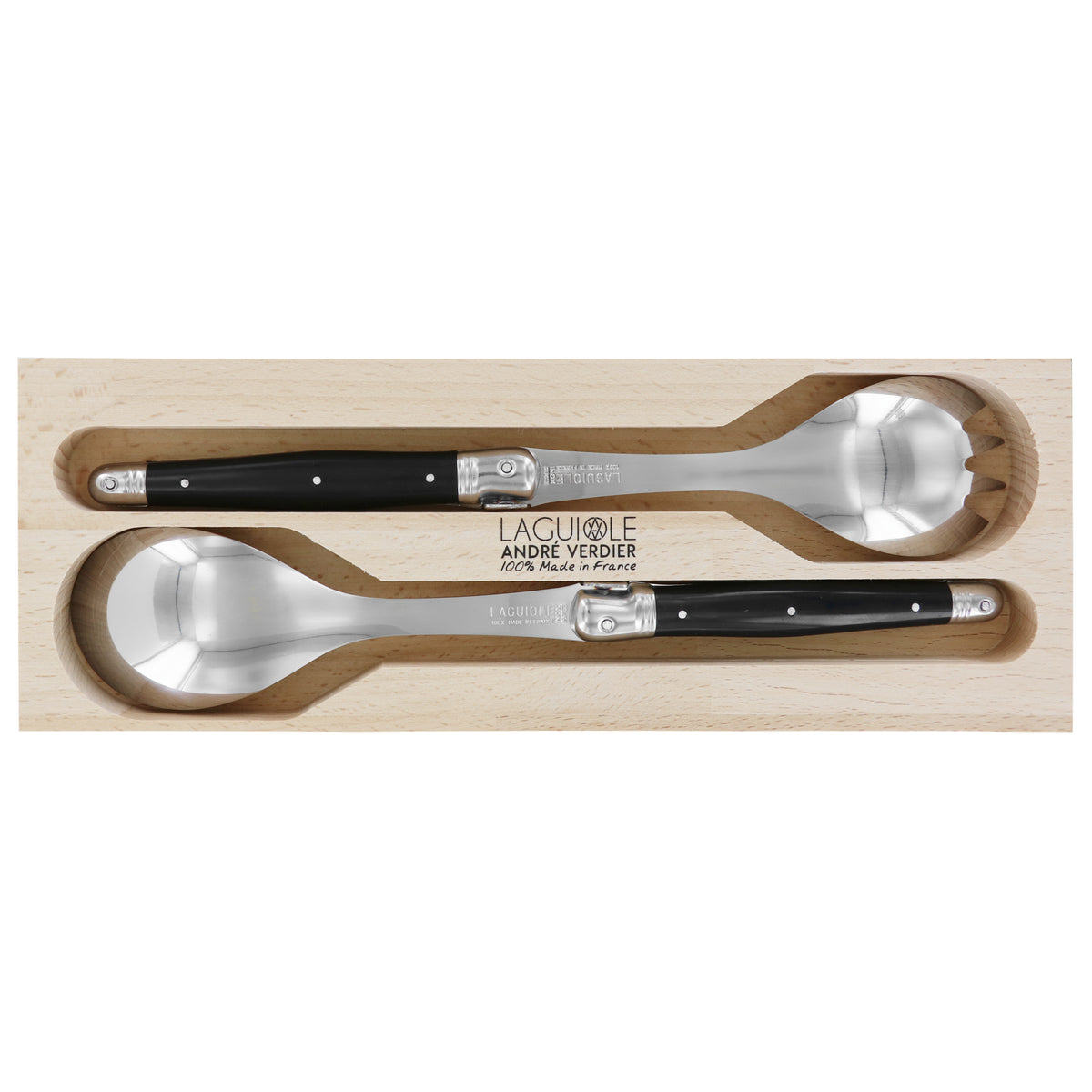 Laguiole André Verdier Débutant Black Salad Set 2 Piece