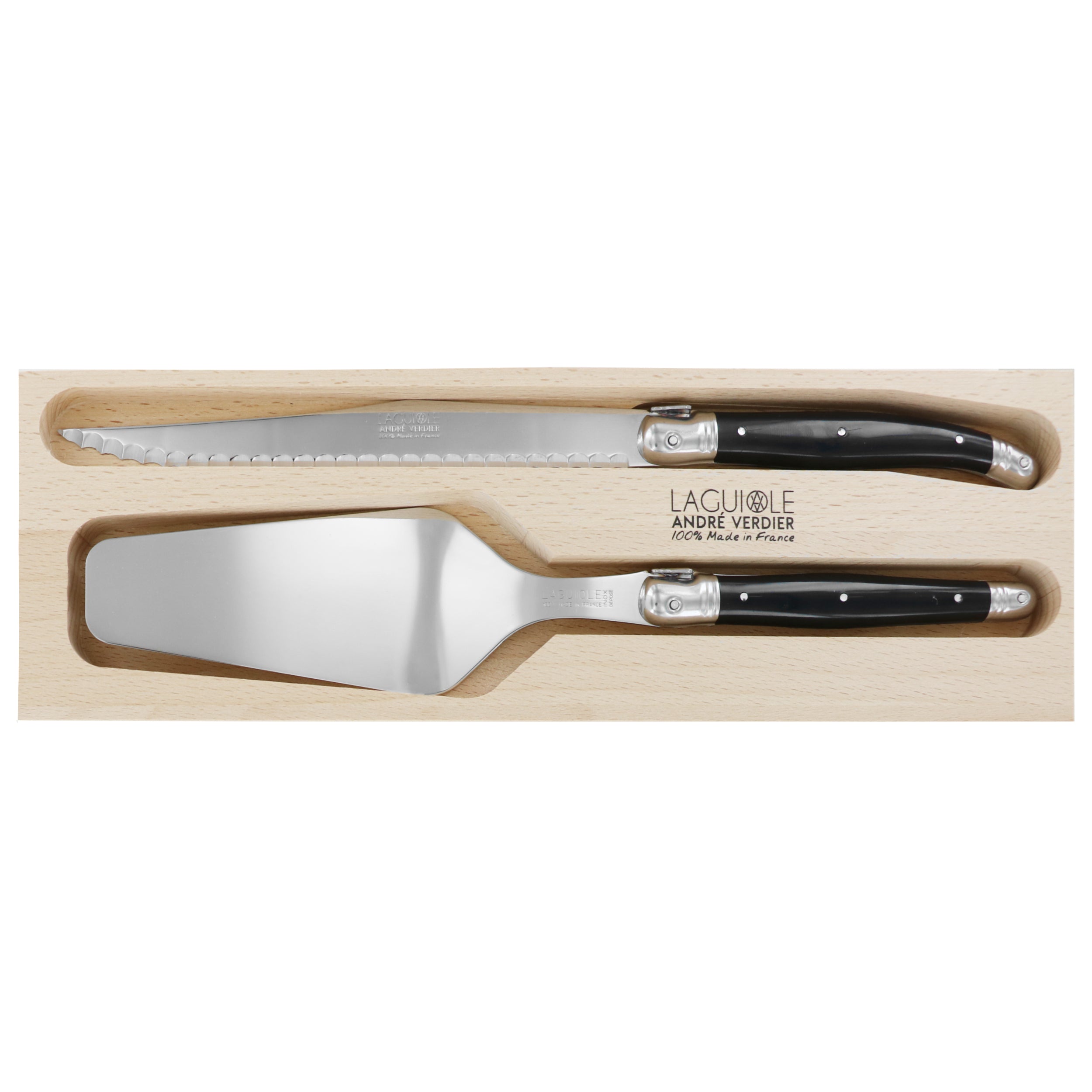 Laguiole André Verdier Pastry Set 2 Piece - Black