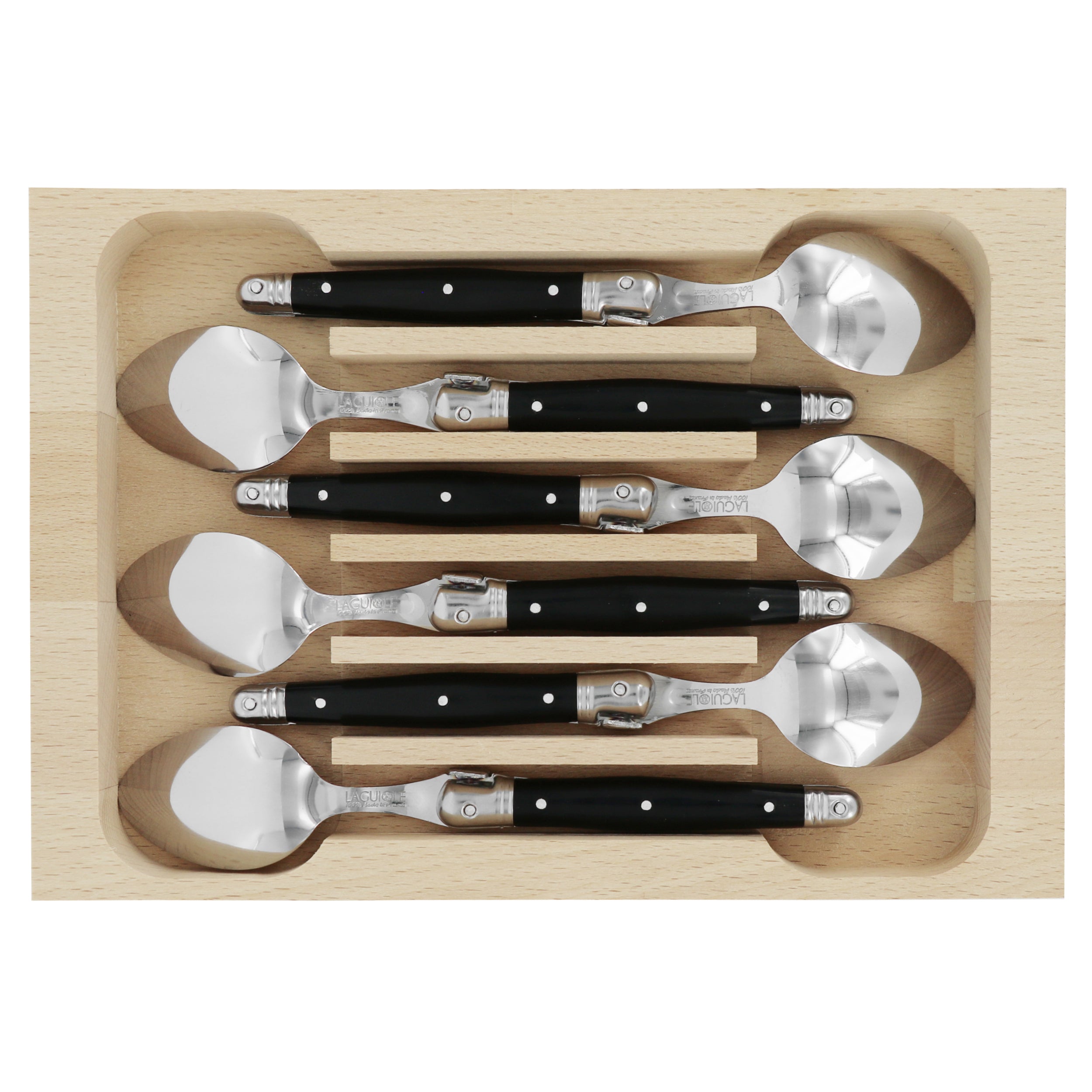 Laguiole André Verdier Coffee Spoon Set 6 Piece Set - Black