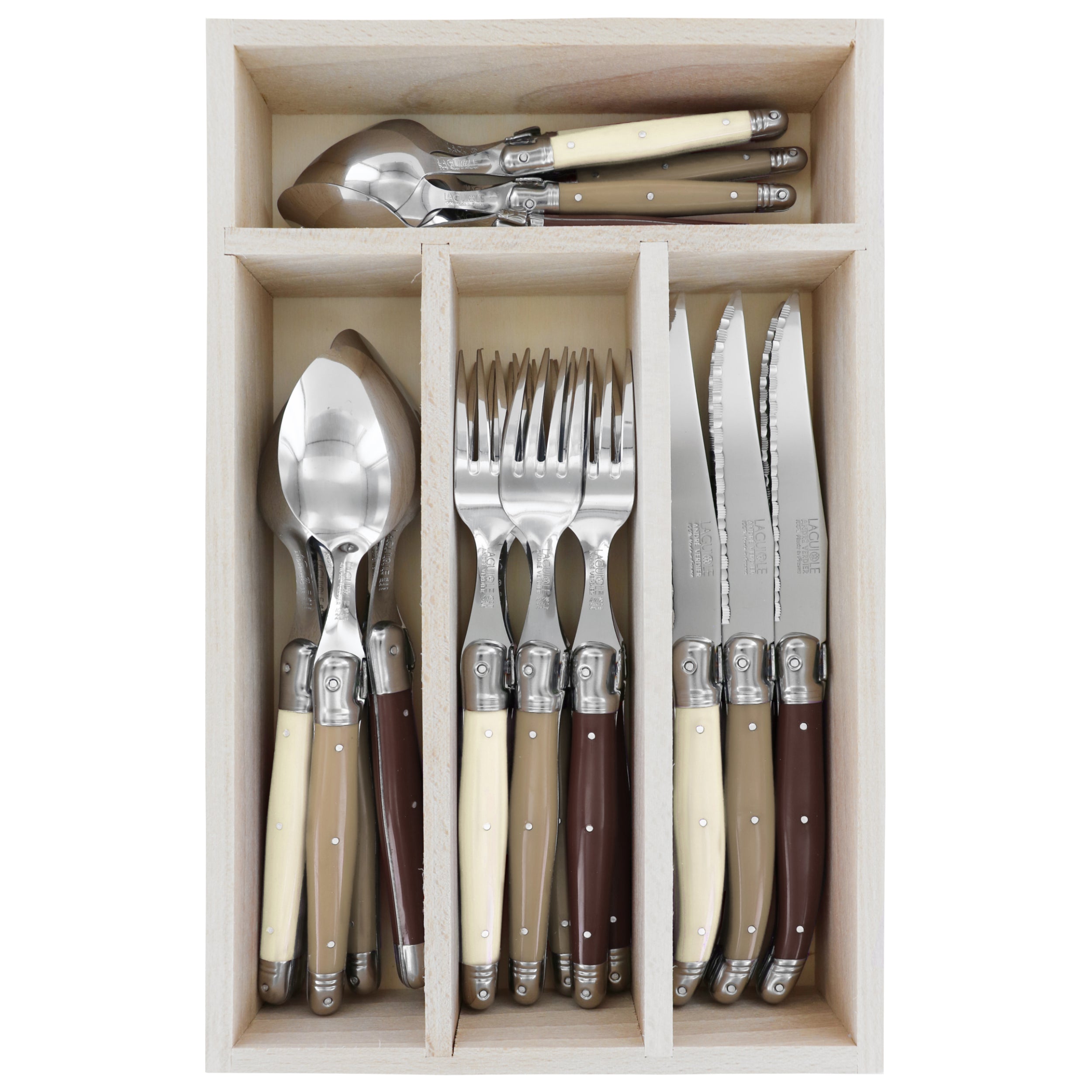 Laguiole André Verdier Cutlery Set 24 Piece In Tray - Assorted A