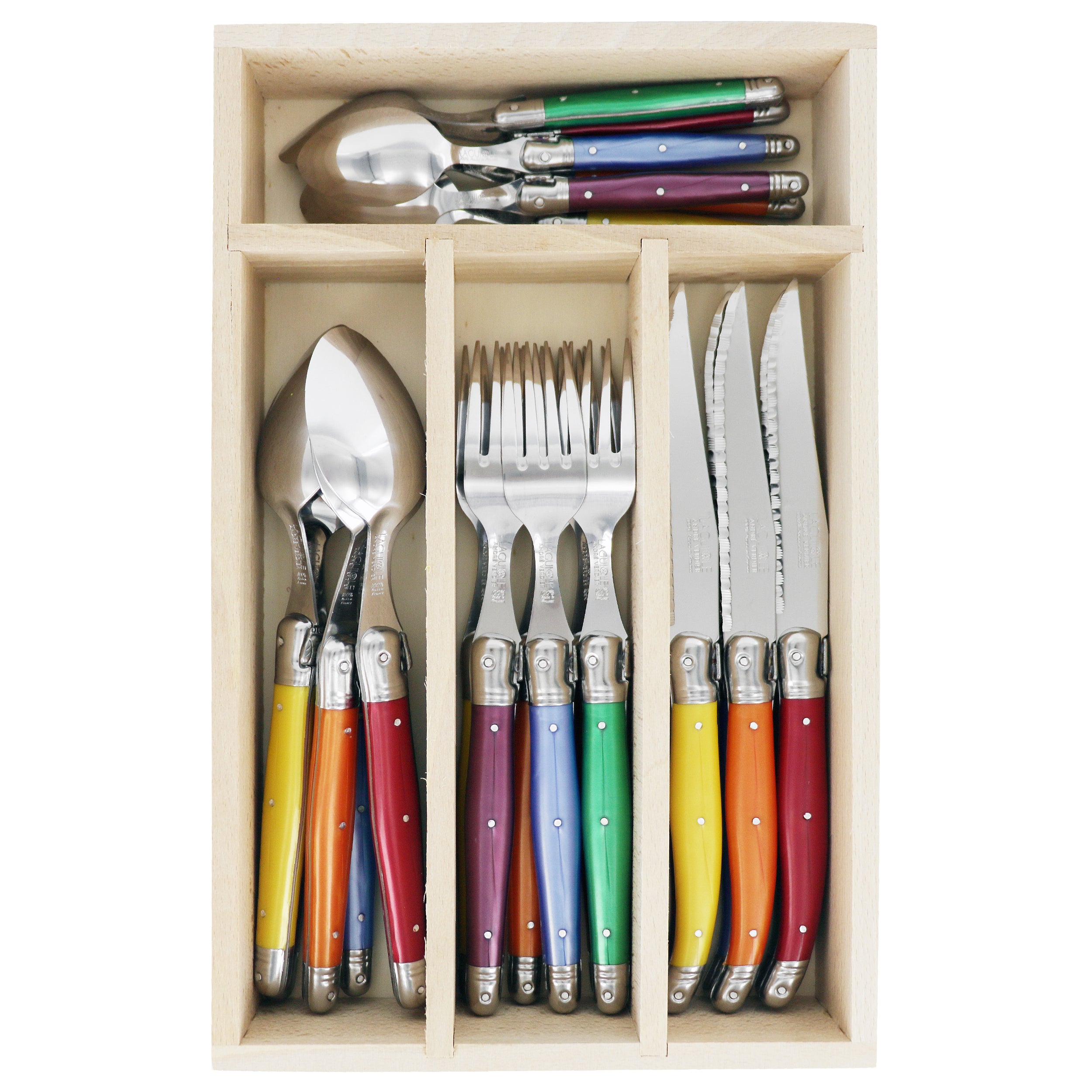 Laguiole André Verdier Cutlery Set 24 Piece In Tray - Assorted B