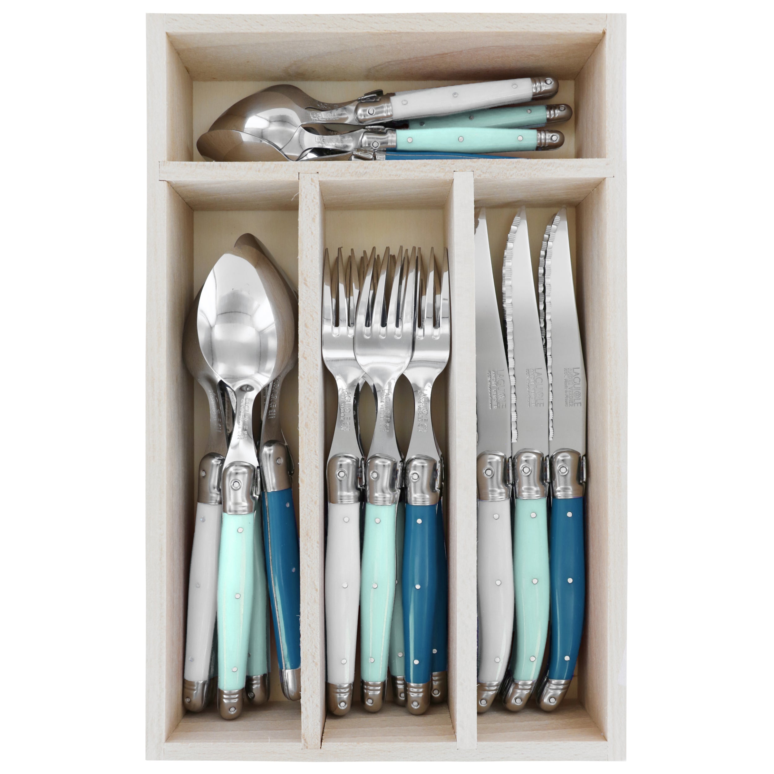 Laguiole André Verdier Cutlery Set 24 Piece In Tray - Assorted C