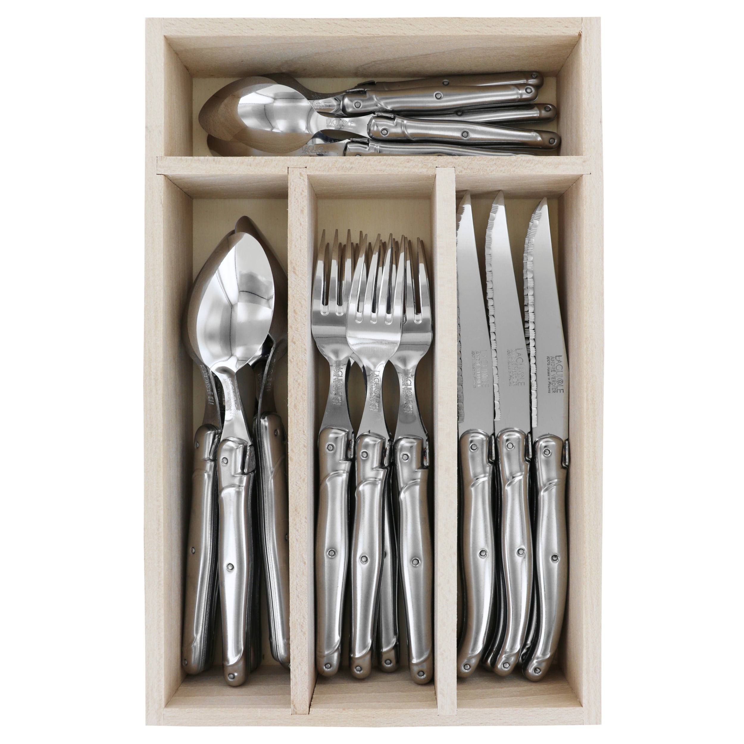 Laguiole André Verdier Stainless Steel Cutlery Set 24 Piece In Tray