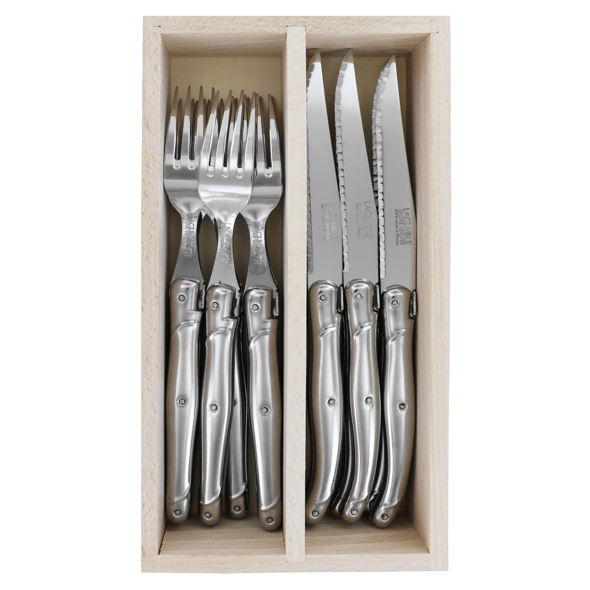 Laguiole André Verdier Stainless Steel Cutlery Set 12 Piece In Tray