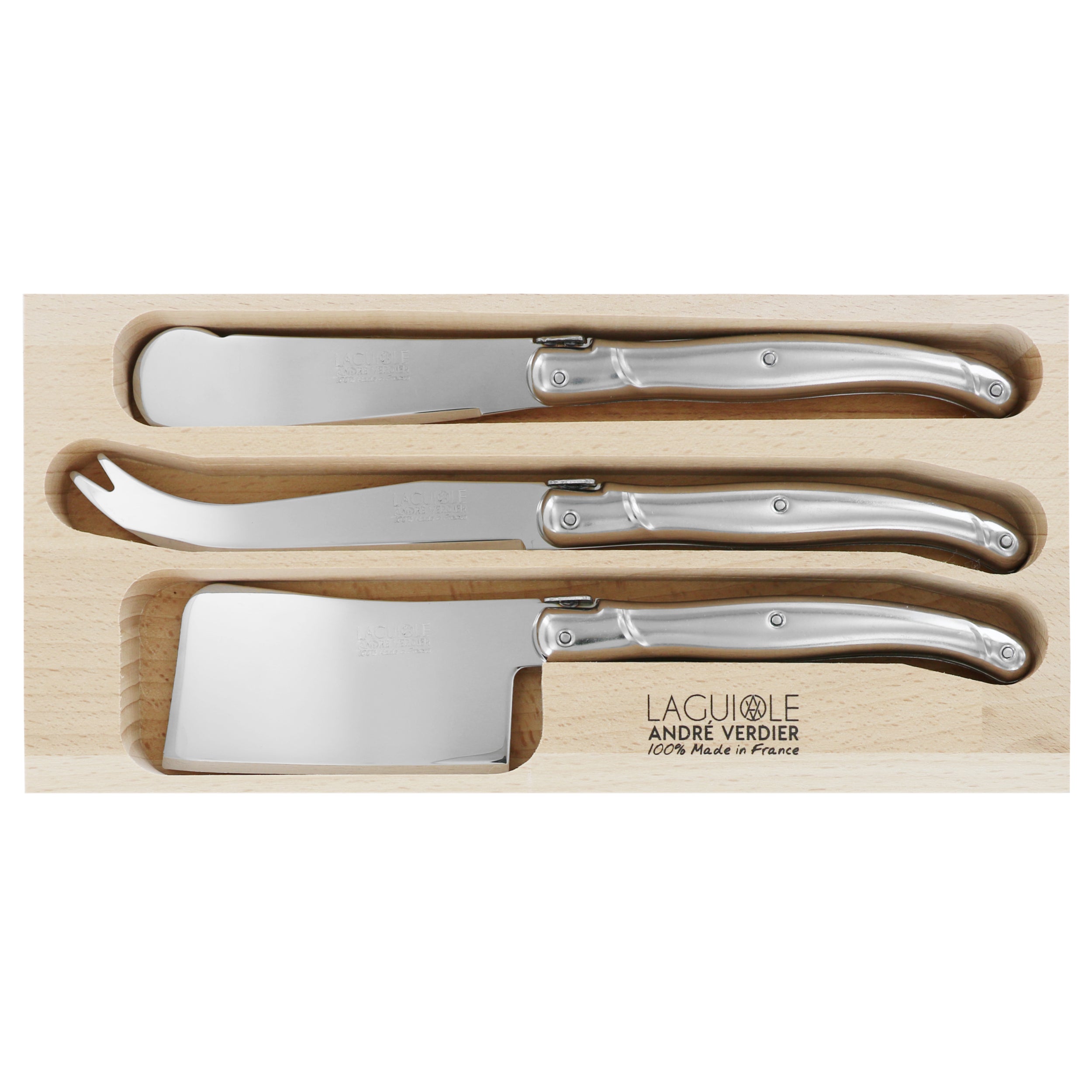 Laguiole André Verdier Stainless Steel Cheese Knife Set 3 Piece B