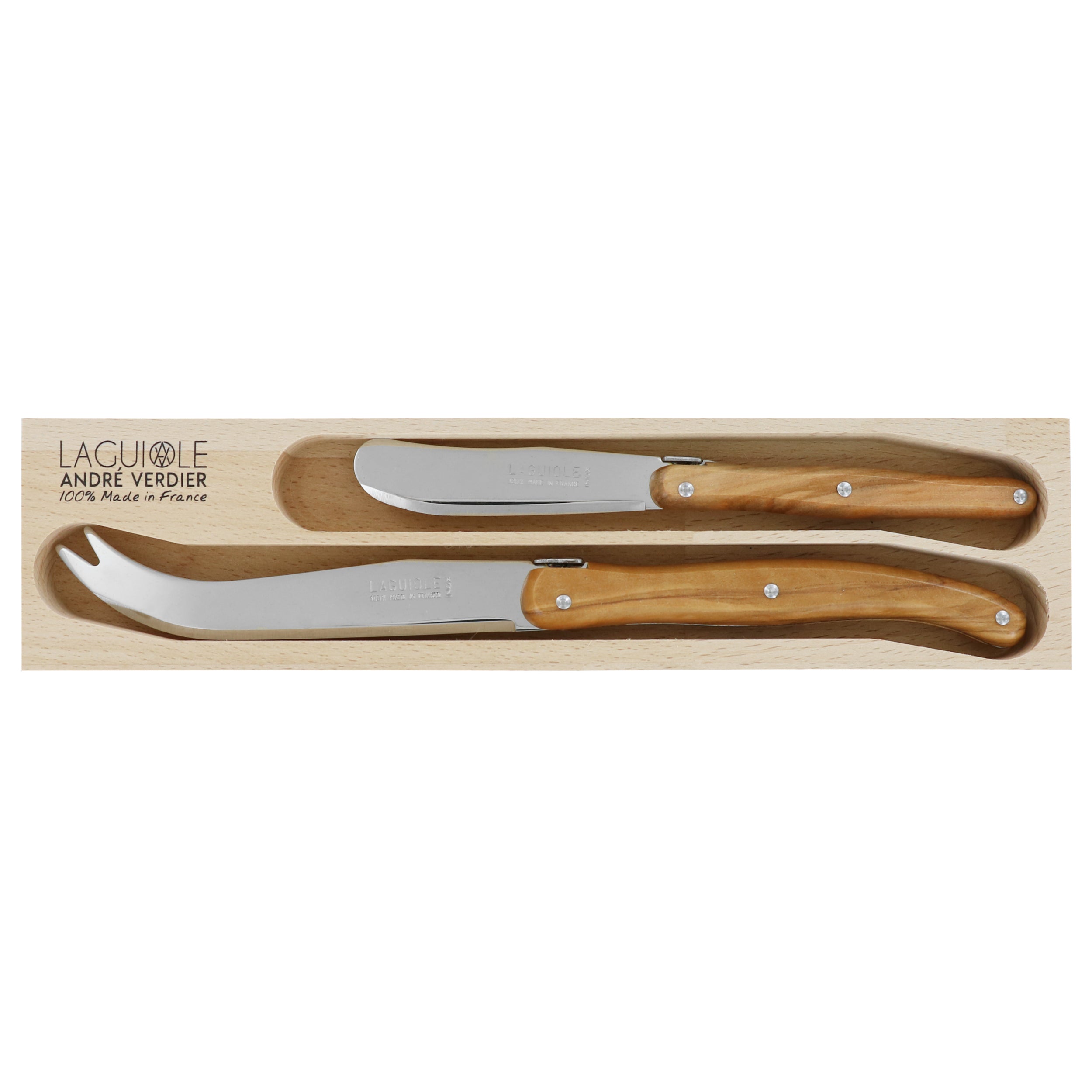Laguiole André Verdier Cheese Set 2 Piece - Olive Wood
