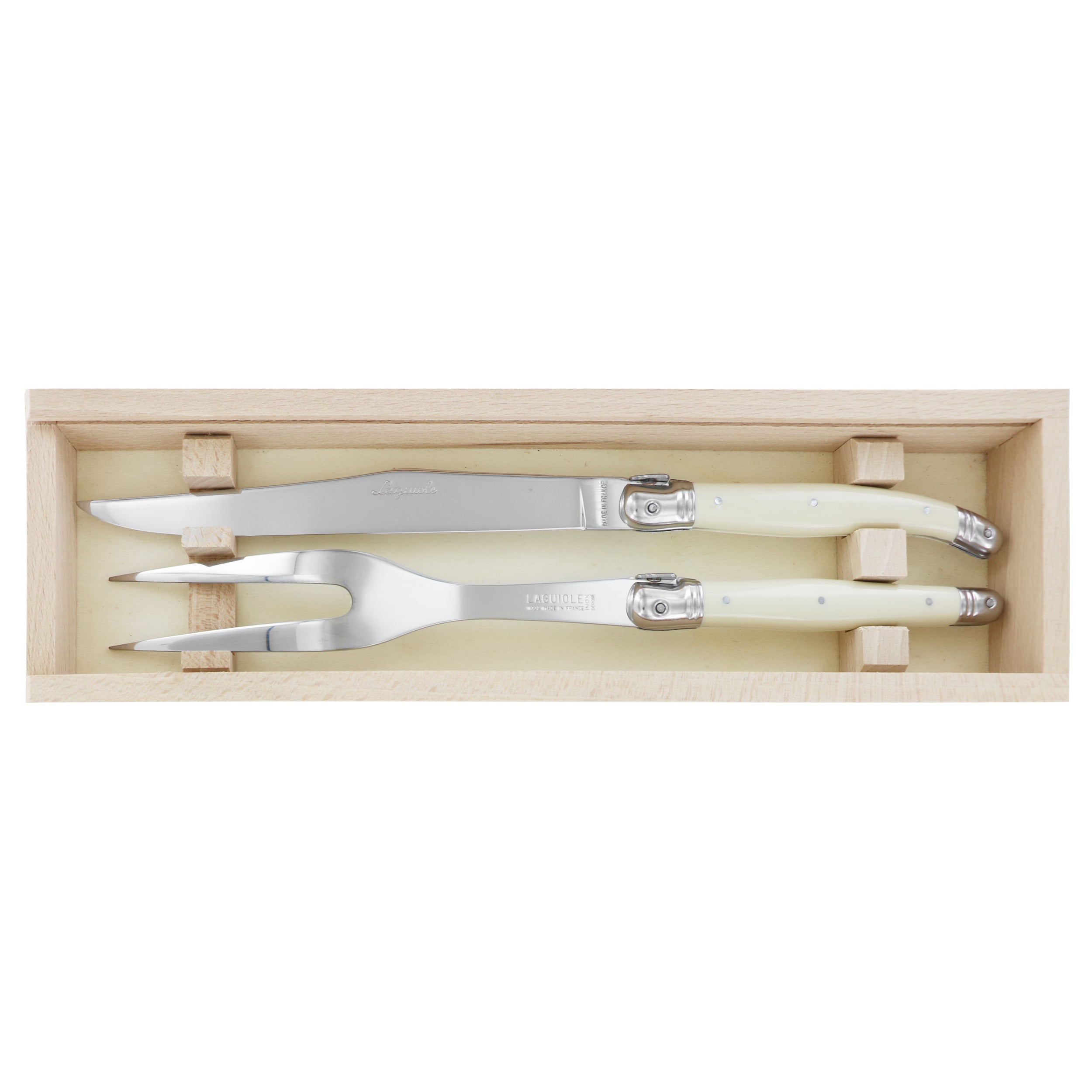 Laguiole André Verdier Carving Set 2 Piece - Ivory (Gift Boxed)