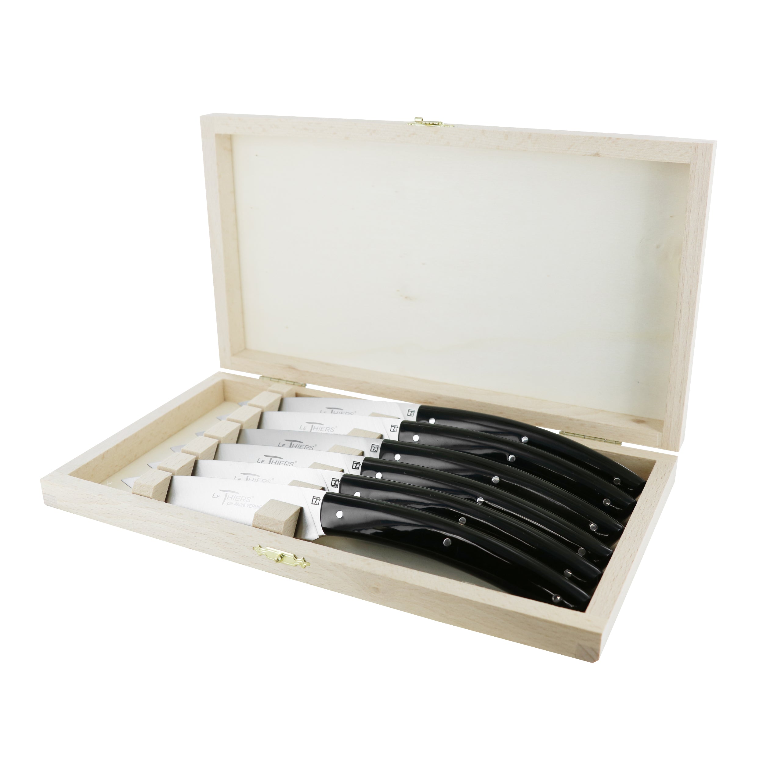 Laguiole André Verdier Knife Set 6 Piece - Black