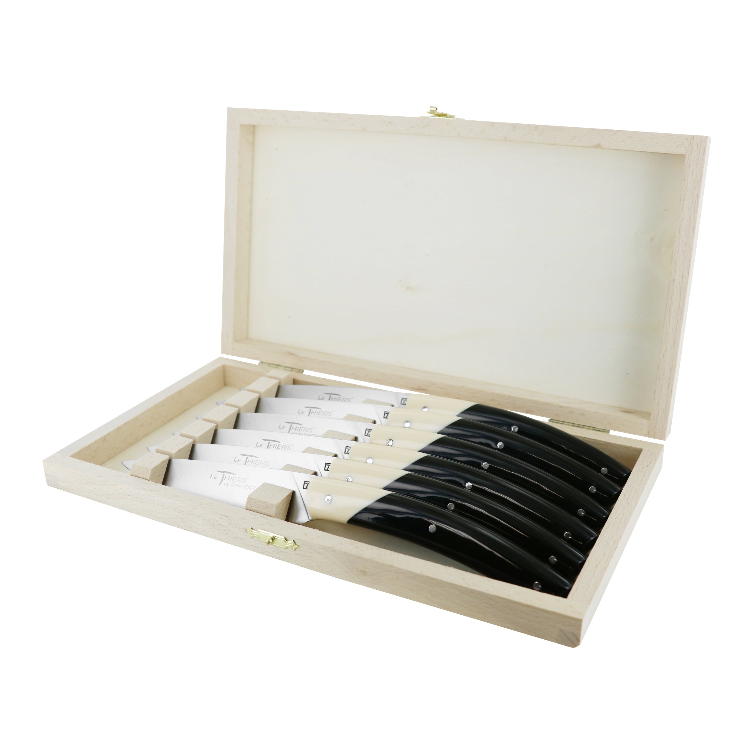 Laguiole André Verdier Knife Set 6 Piece - Bicolour