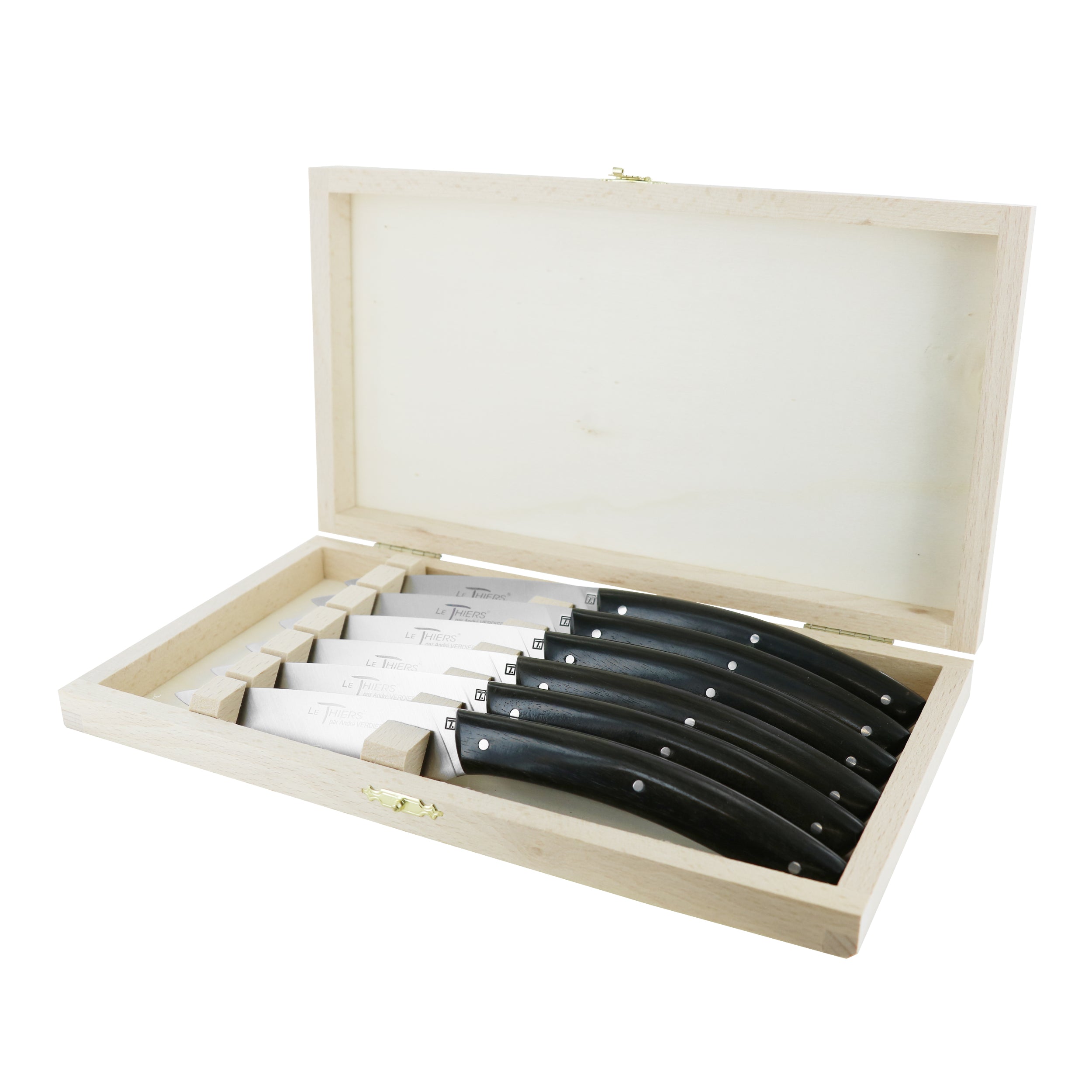 Laguiole André Verdier Knife Set 6 Piece - Ebony