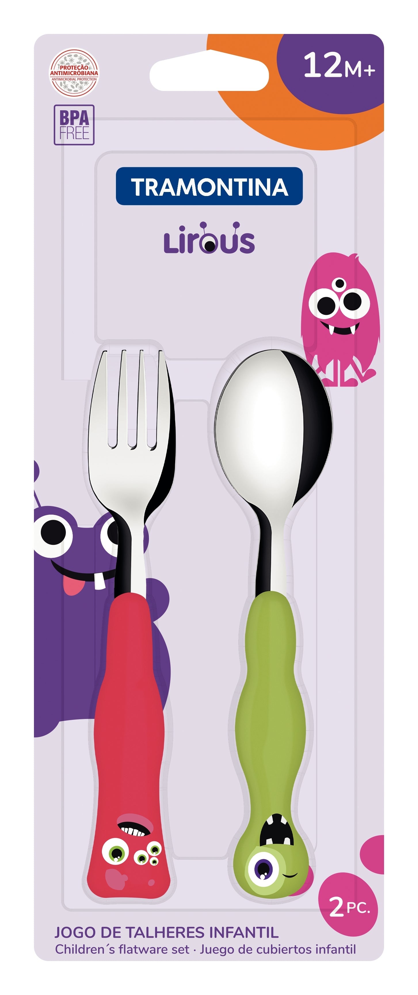 Tramontina Lirous 2-Piece Colorful Children's Cutlery Set