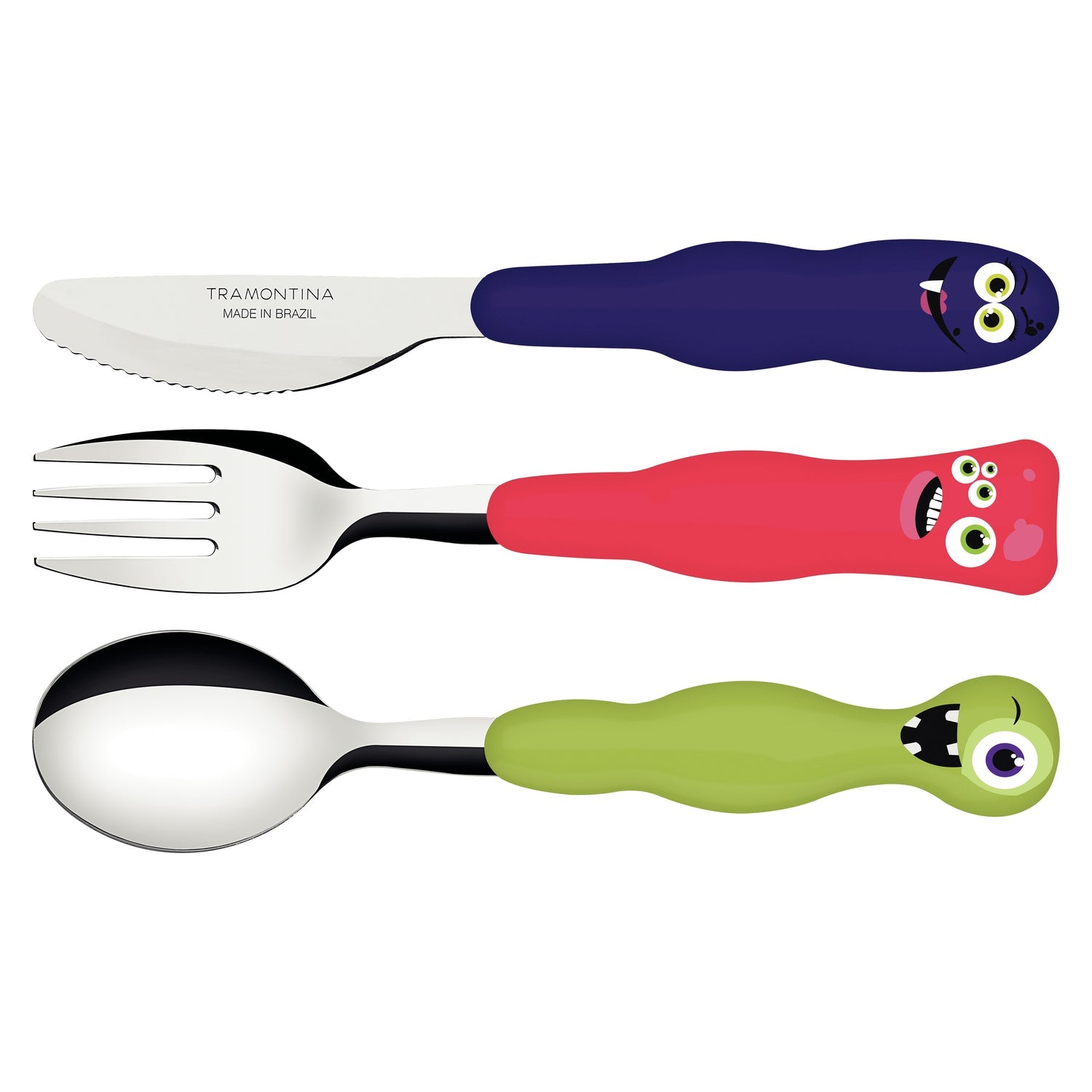 Tramontina Lirous 3-Piece Colorful Children's Cutlery Set