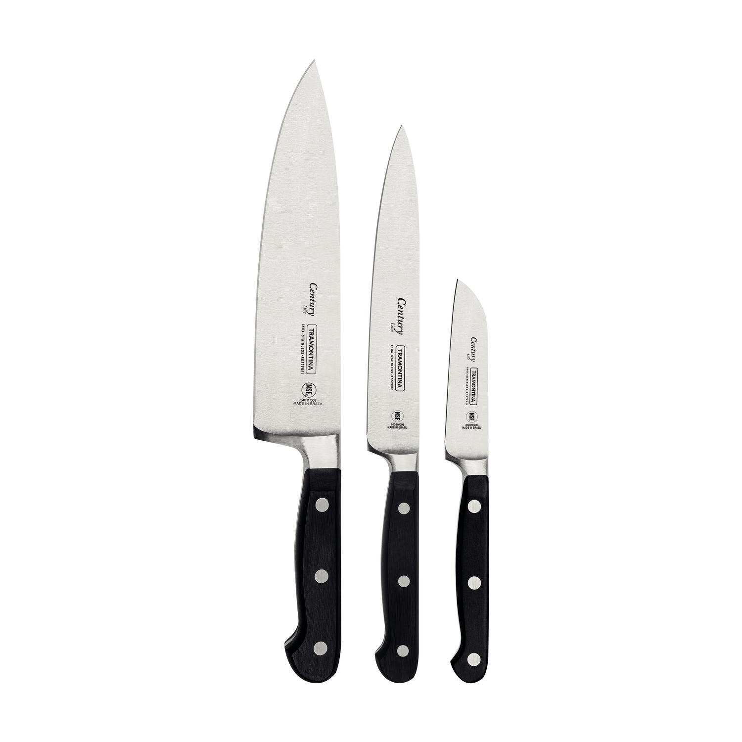 Tramontina Century 3-Piece Knife Set – Stainless Steel with Reinforced Handles