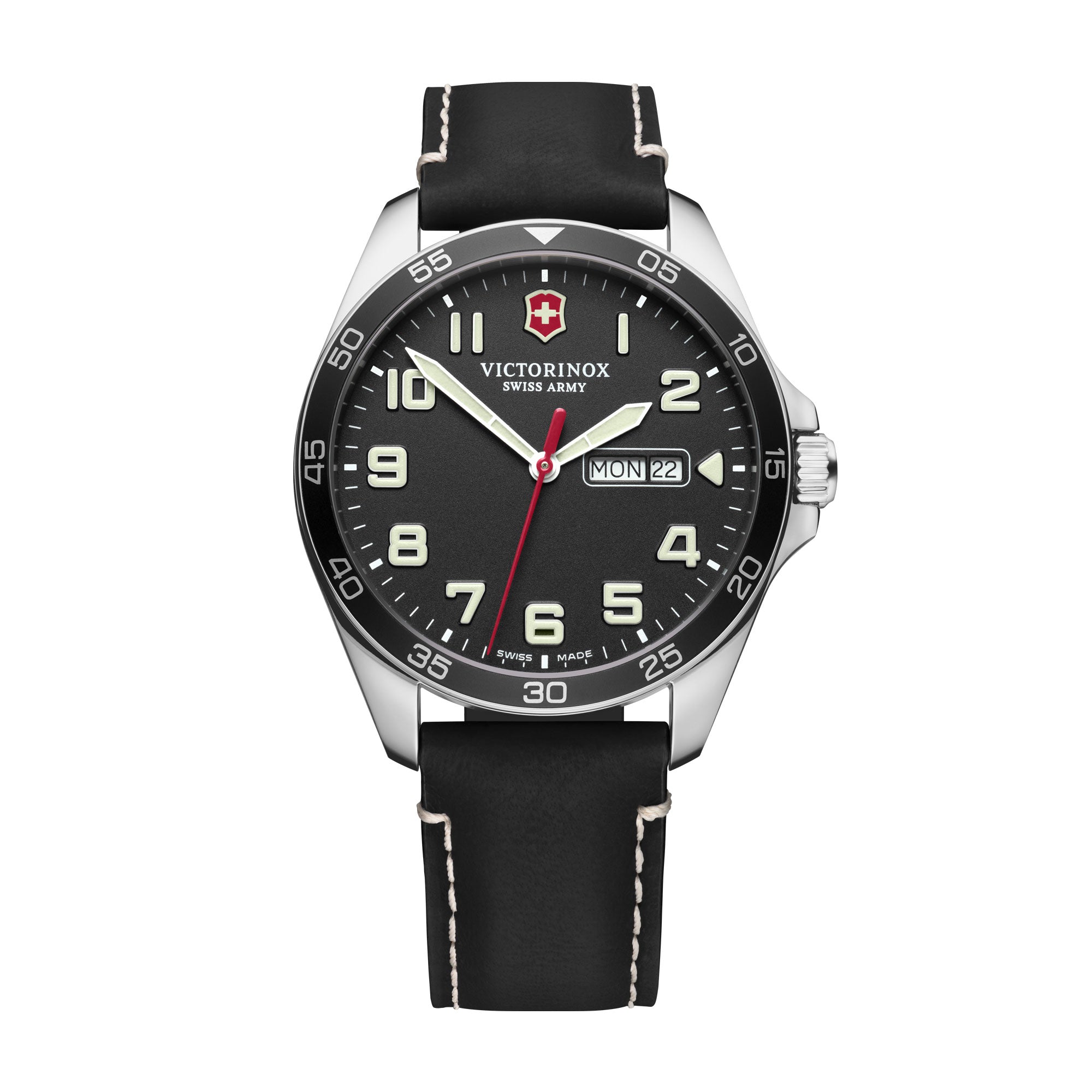 Victorinox FieldForce Watch - Black - Black Leather Strap